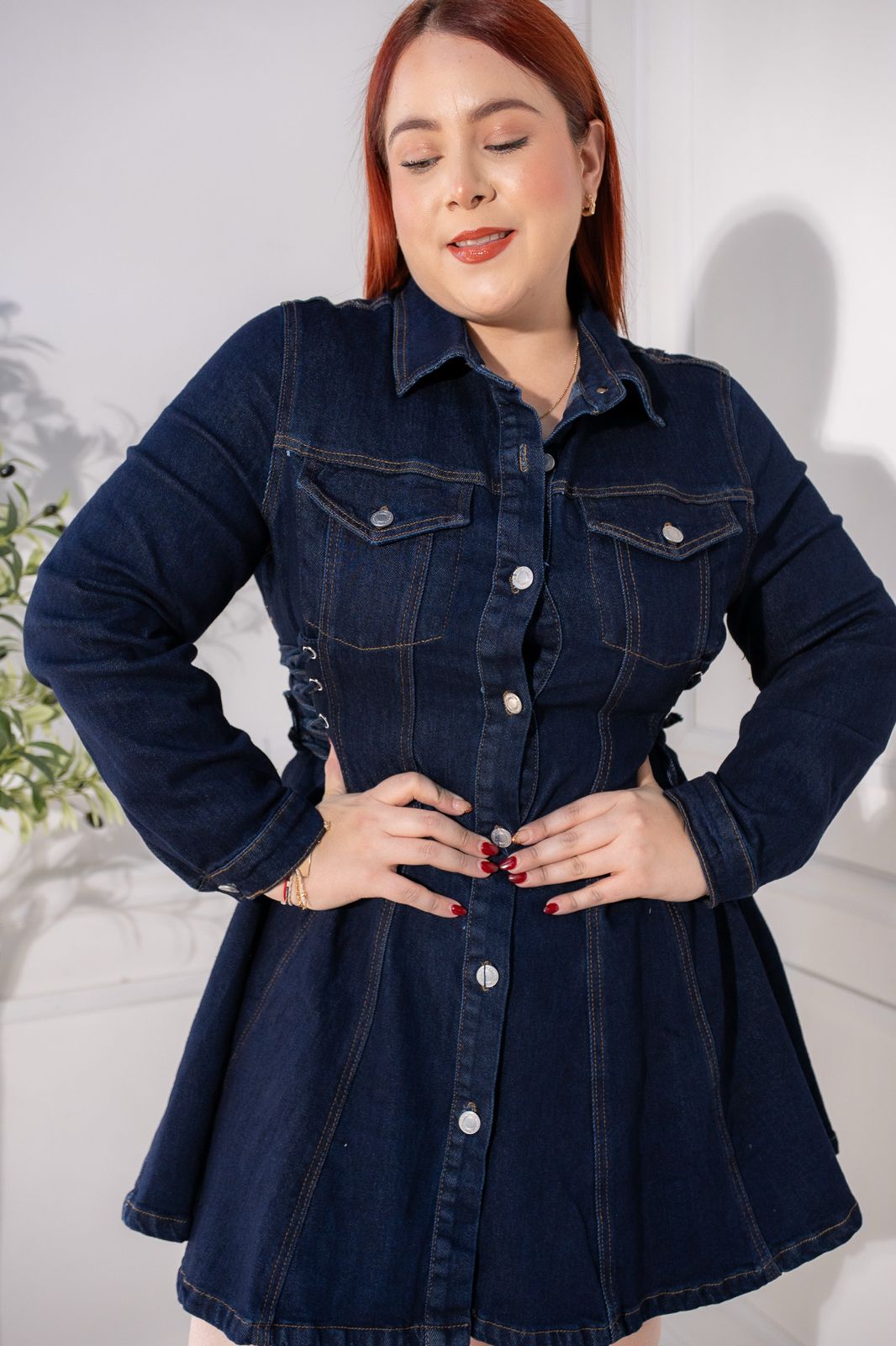Vestido denim c/corset