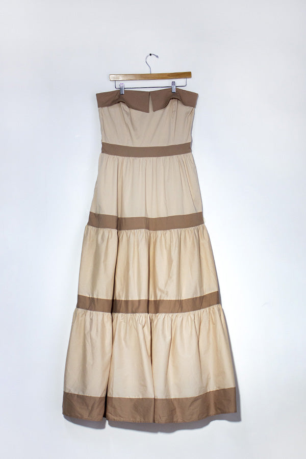 Beige Strapless Maxi Dress
