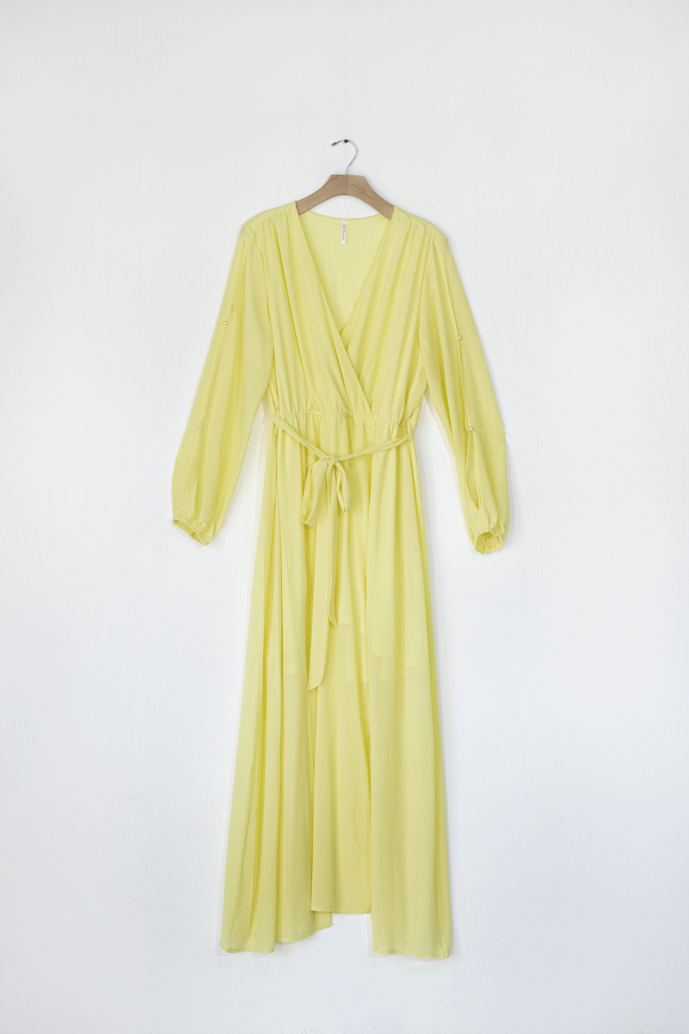 Maxi Vestido Curvy Gasa Amarillo Vibrante Eventos Día