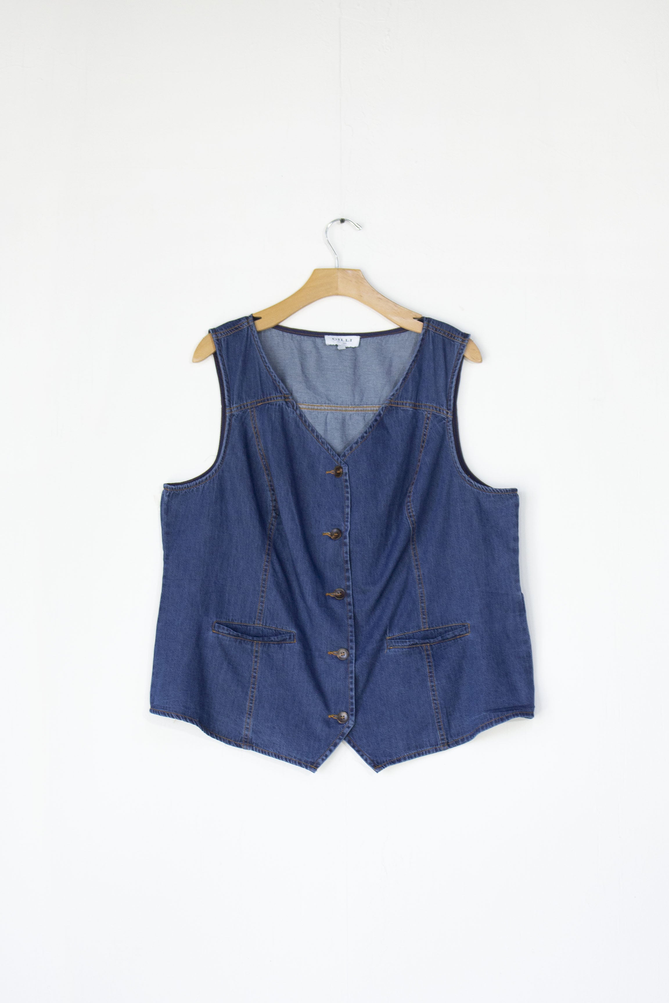 Chaleco Denim Con Blosas