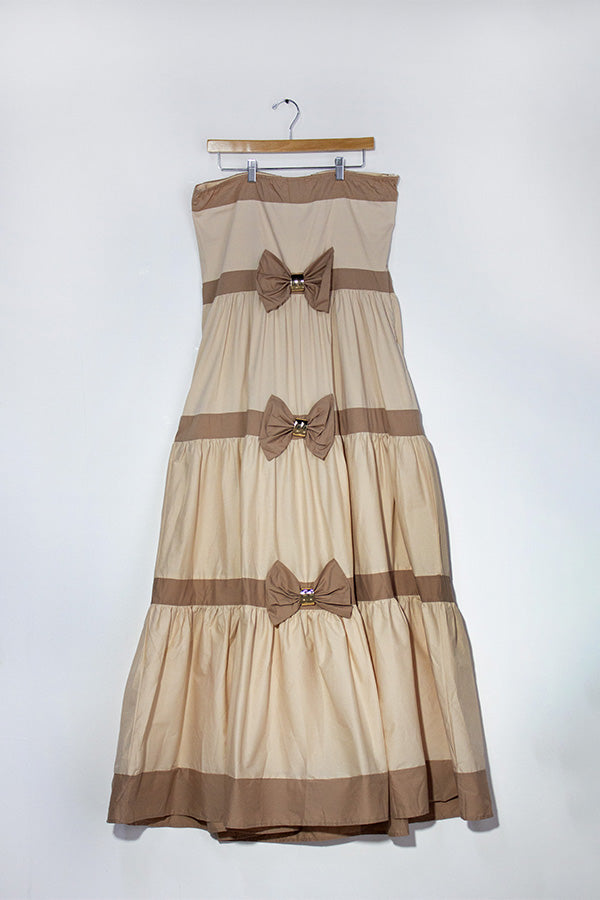 Beige Strapless Maxi Dress