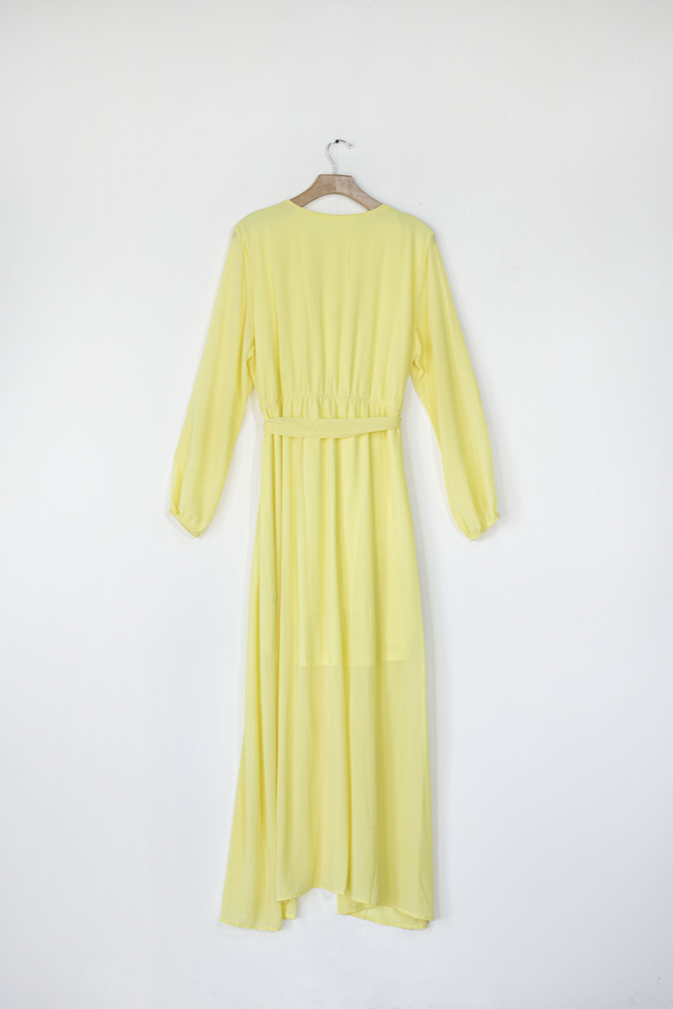 Maxi Vestido Curvy Gasa Amarillo Vibrante Eventos Día
