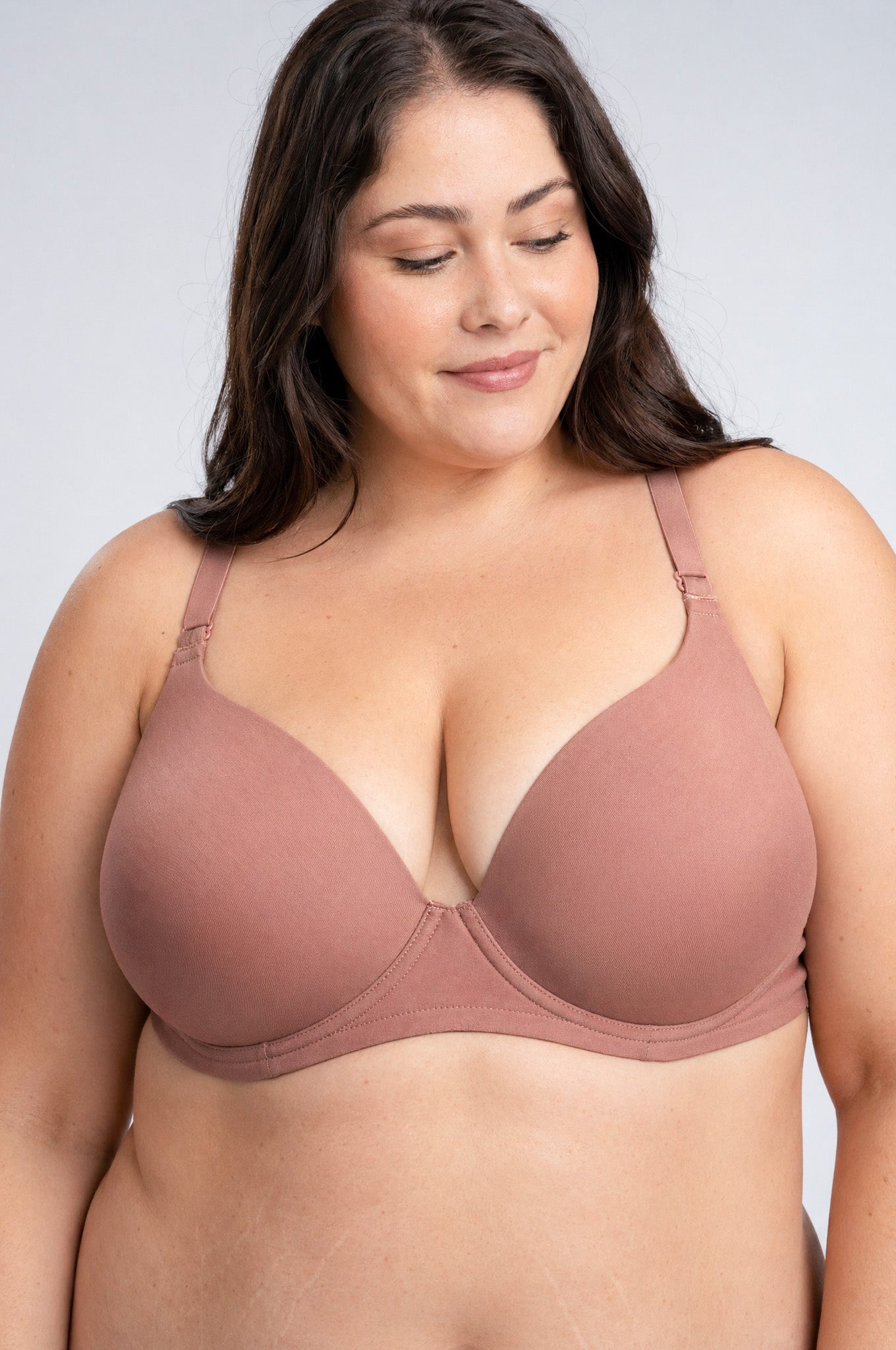Bra Curvy Sin Costura Liso Copa D Talla 38 Invisible Realce