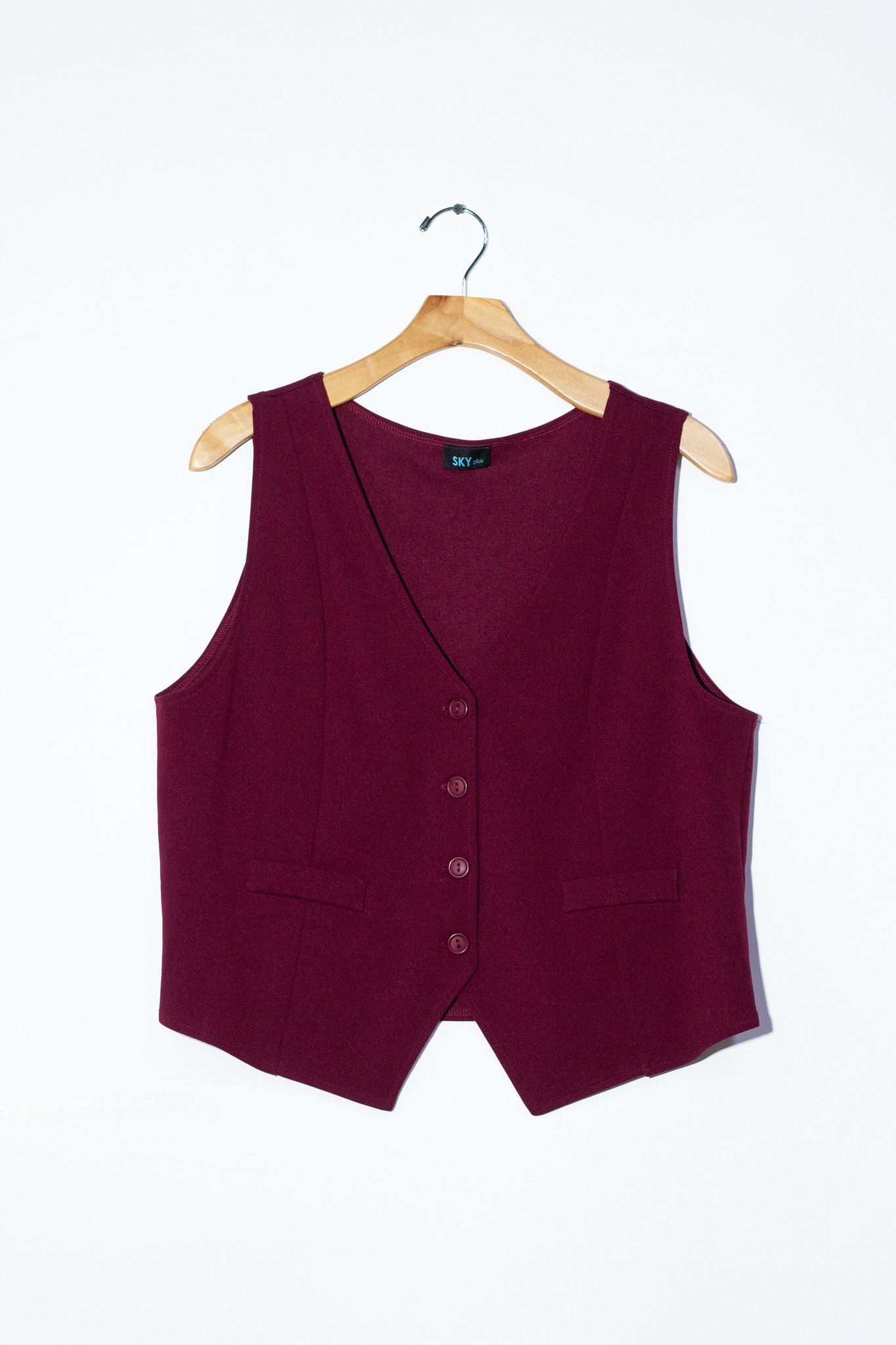 Chaleco de vestir liso tinto