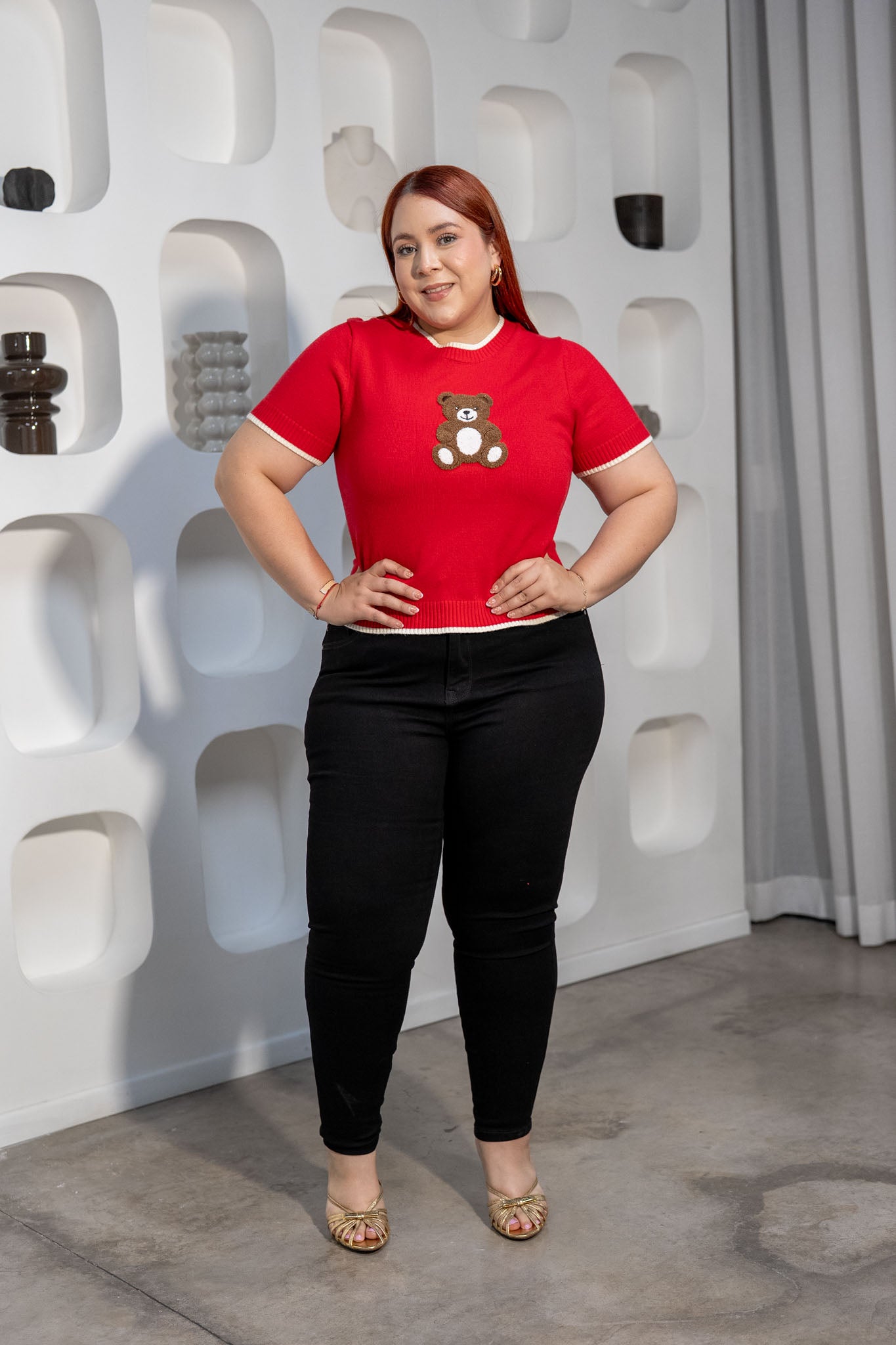 Blusa Canalada Oso Curvy Roja