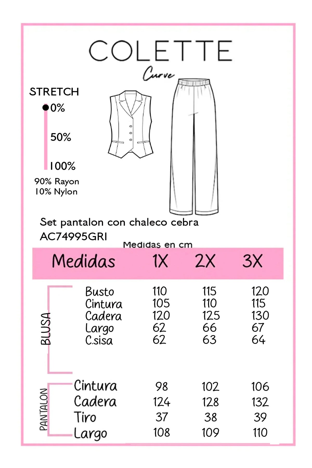 Set Curvy Chaleco y Pantalón Cebra Gris