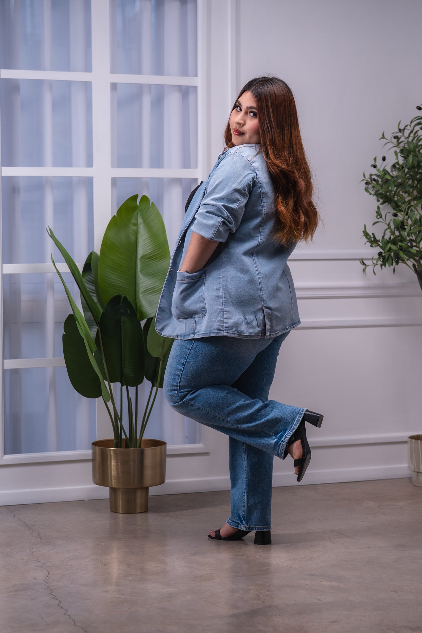 Blazer plus denim claro