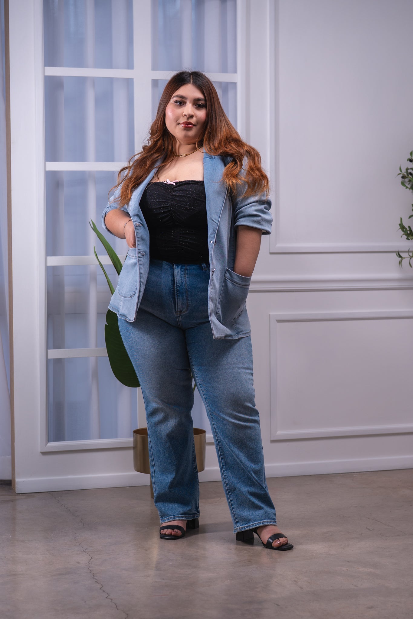 Blazer plus denim claro