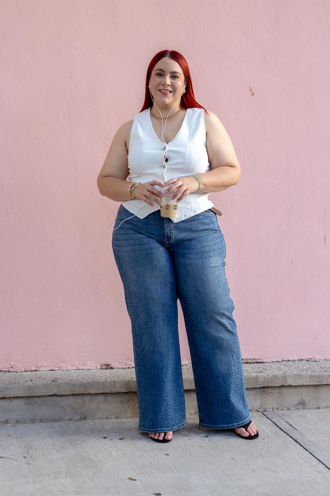 Jeans Recto Brillos Curvy Oscuro