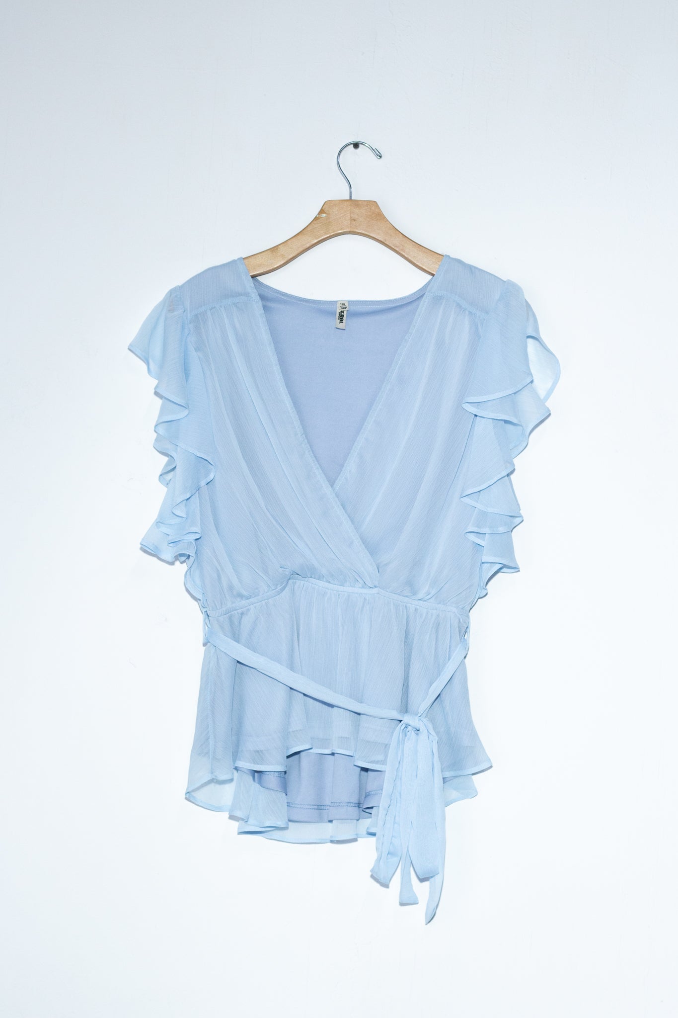 Blusa gasa peplum azul