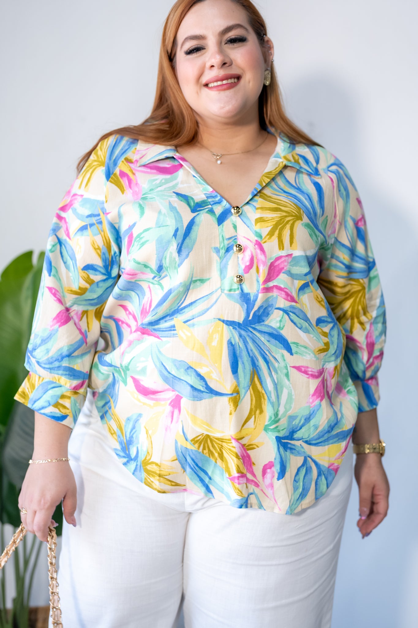 Blusa lino estampada