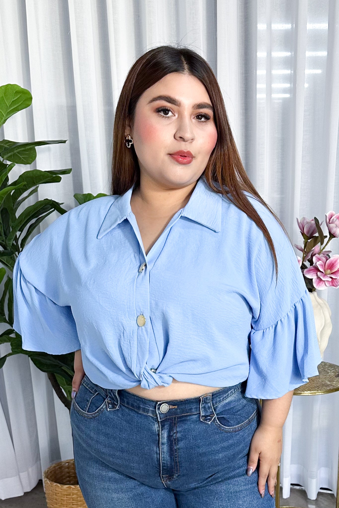 Camisa olanes manga azul