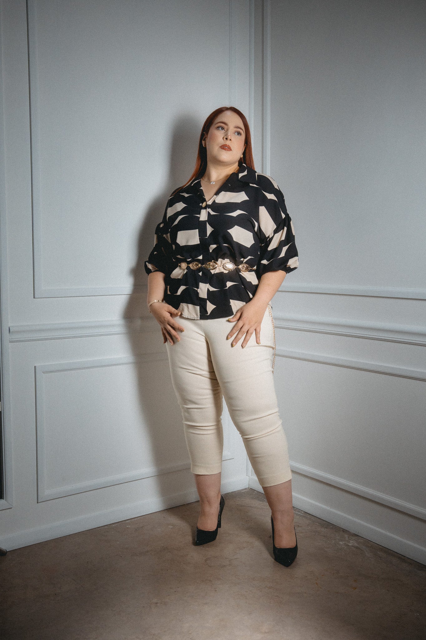 Blusa con botones estampada