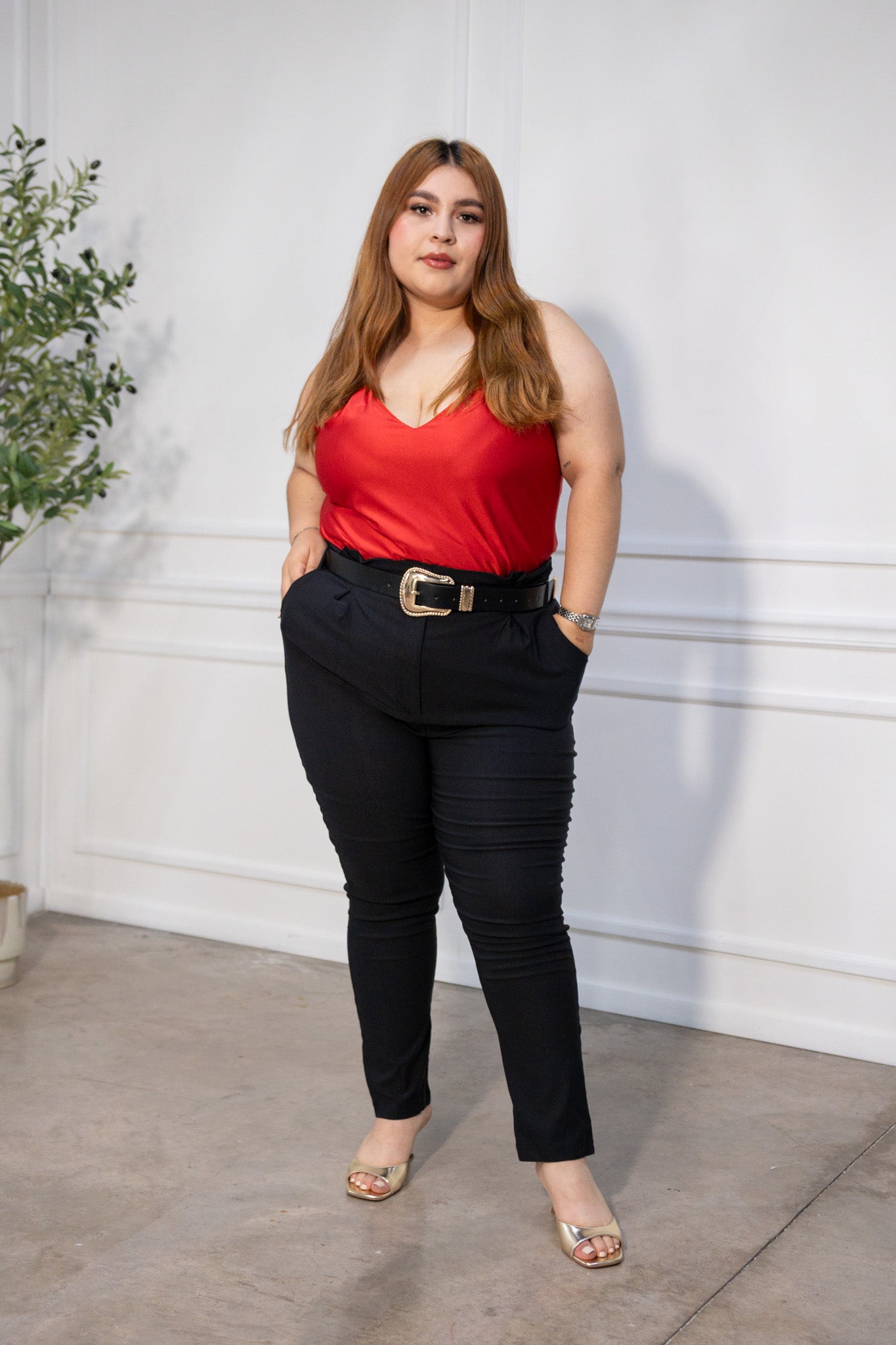 Blusa tirantes satin roja