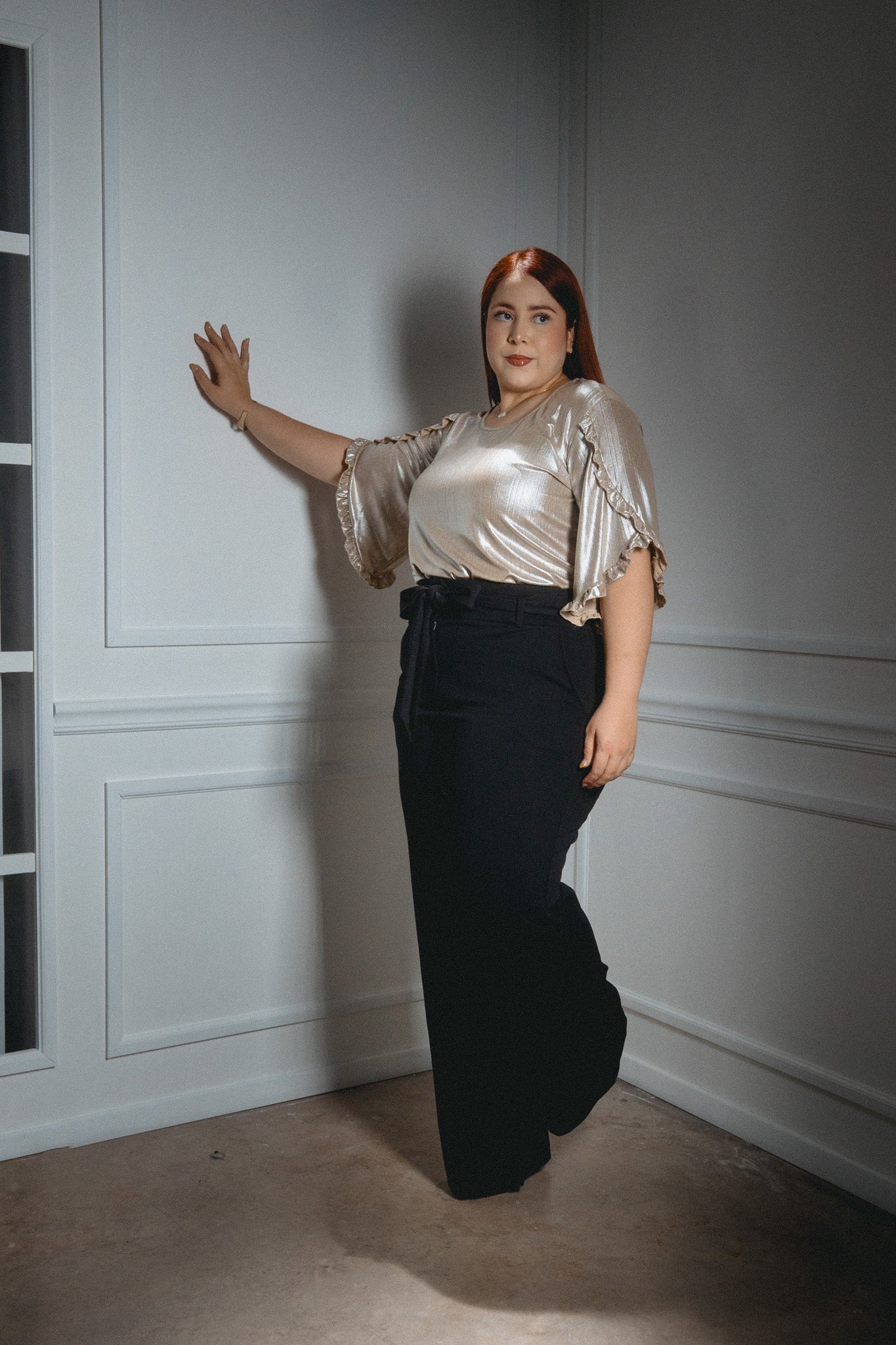 Blusa lisa metalica