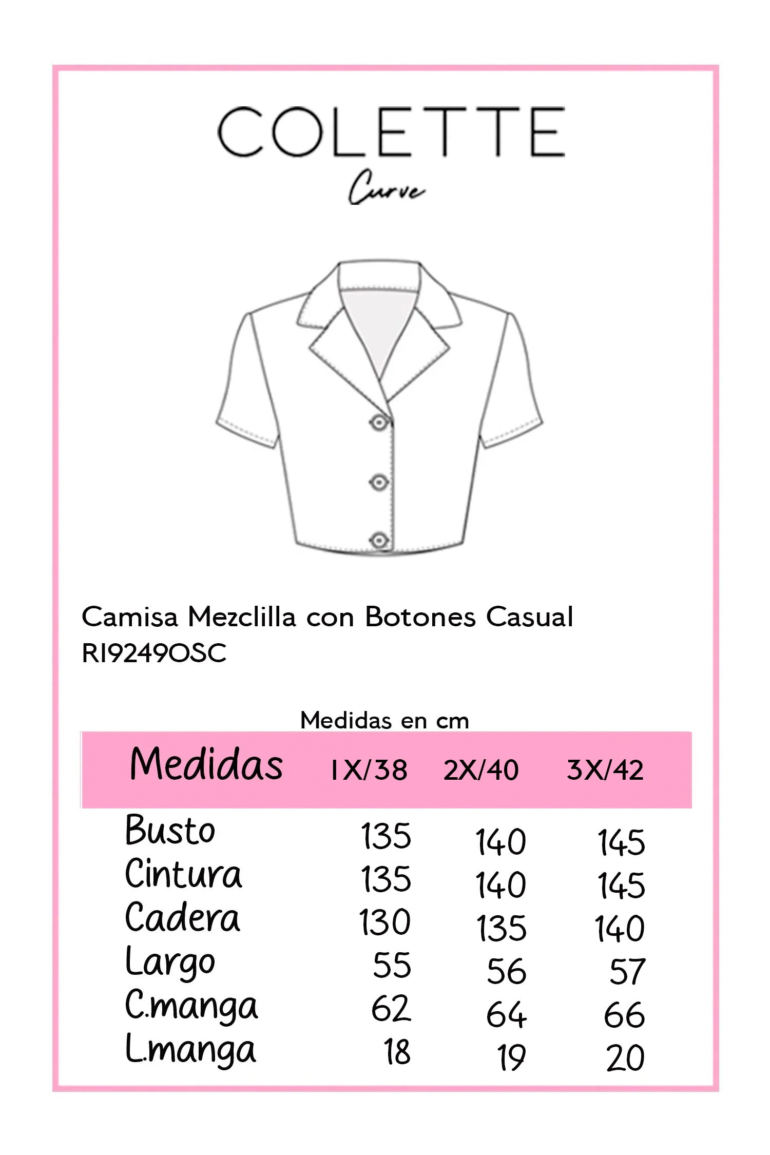 Camisa Curvy Mezclilla Ajuste Relajado con Botones Casual