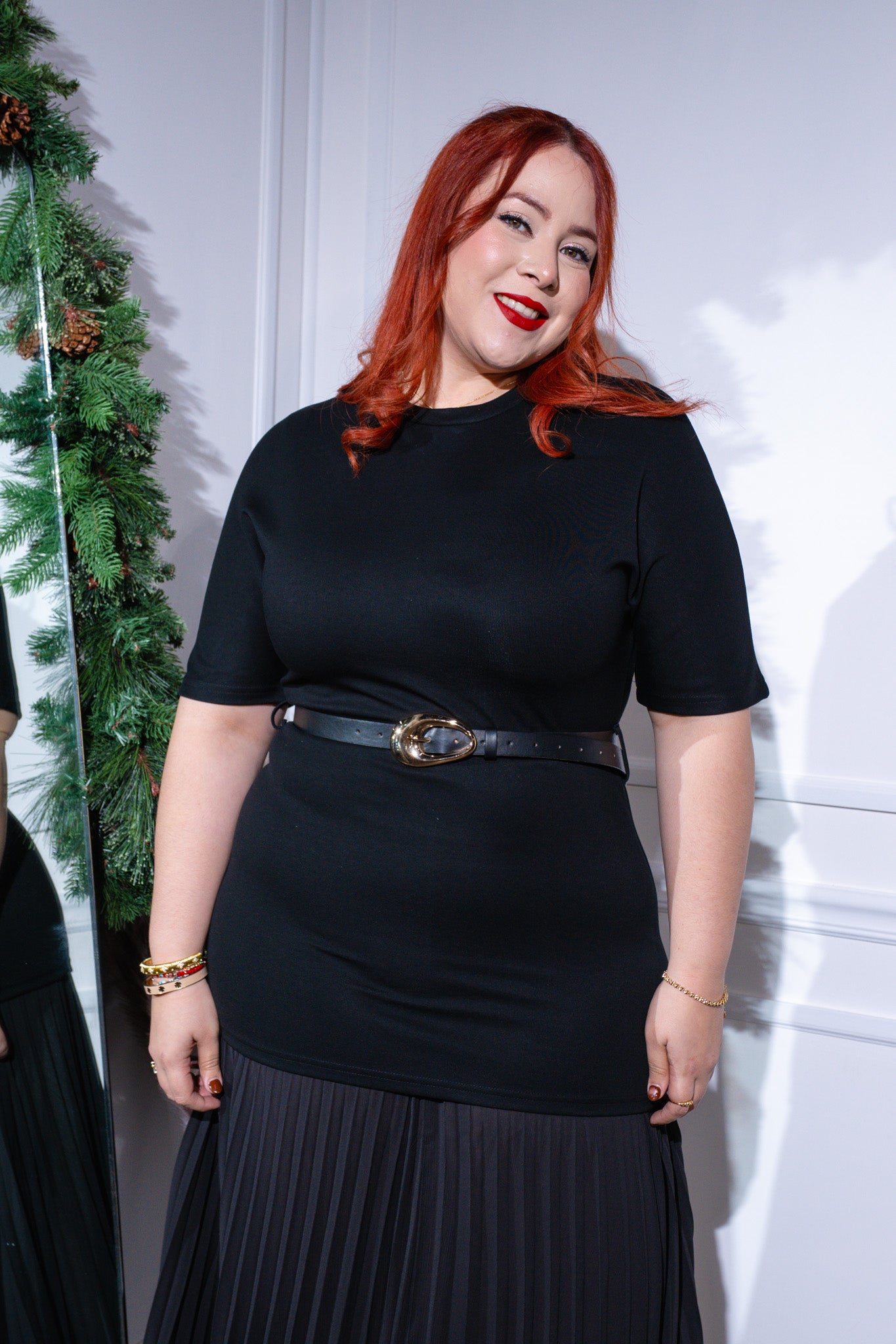 Maxi vestido falda plisada neg