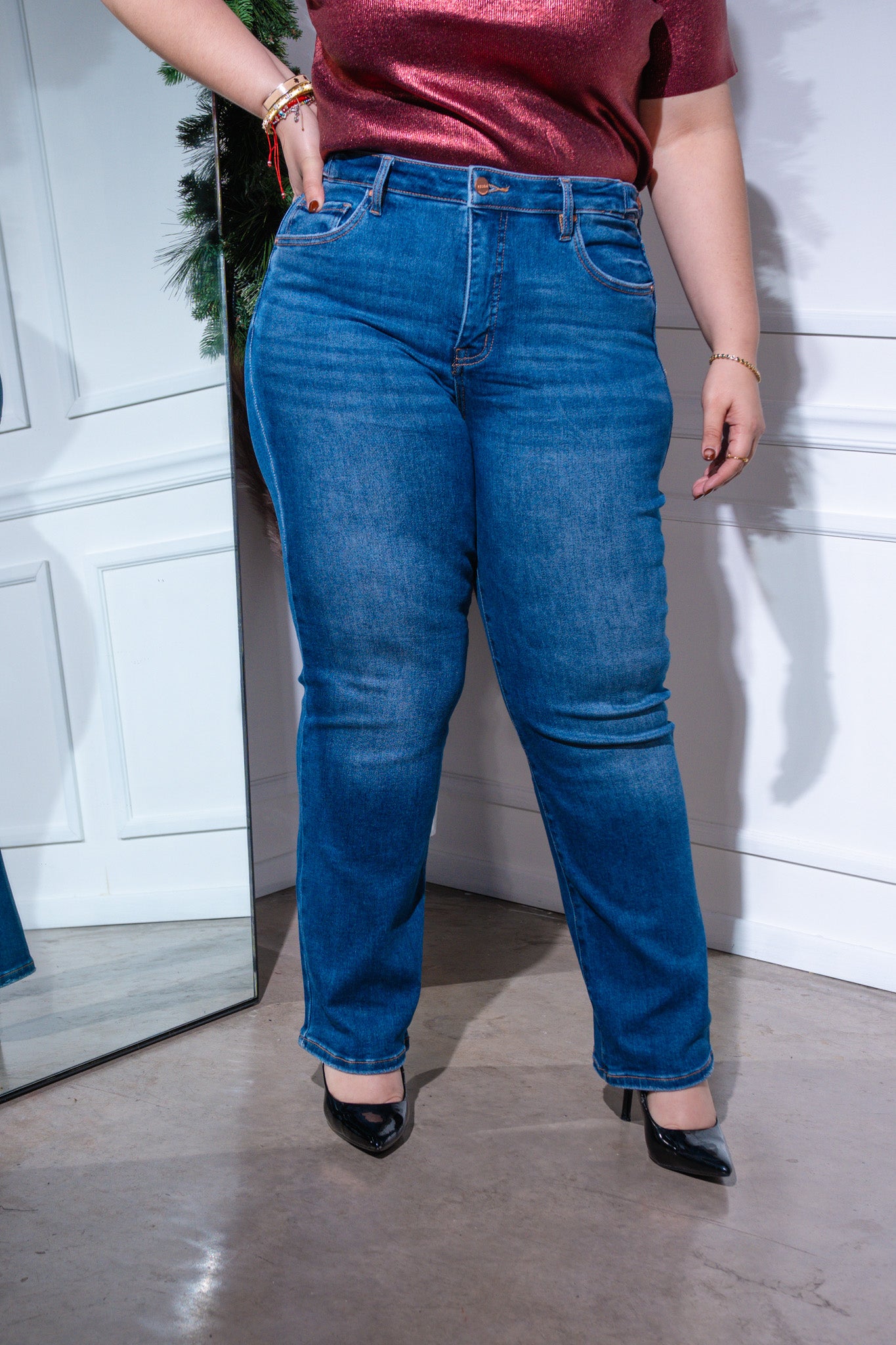 Jeans cropped recto liso osc