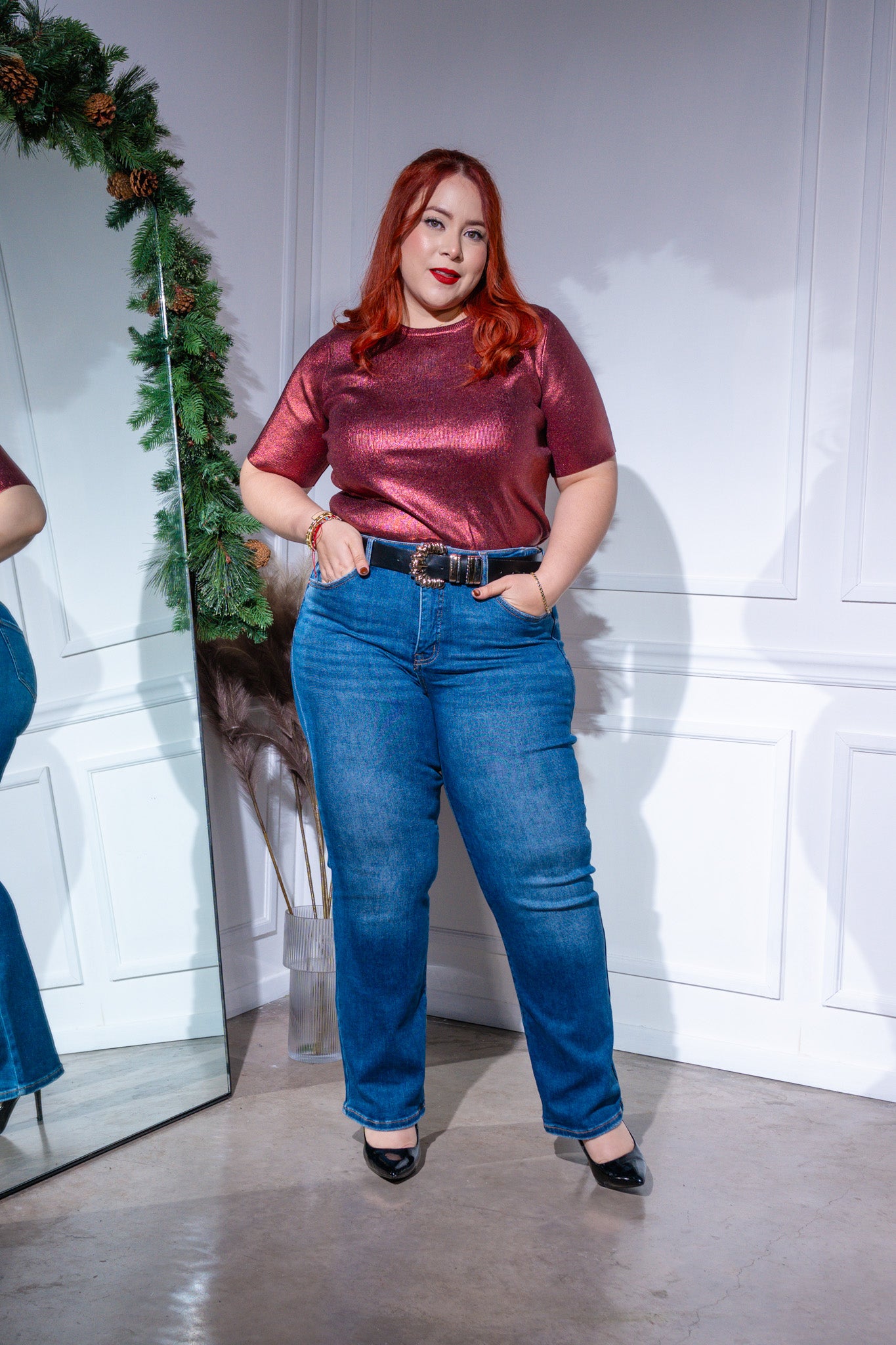 Jeans cropped recto liso osc