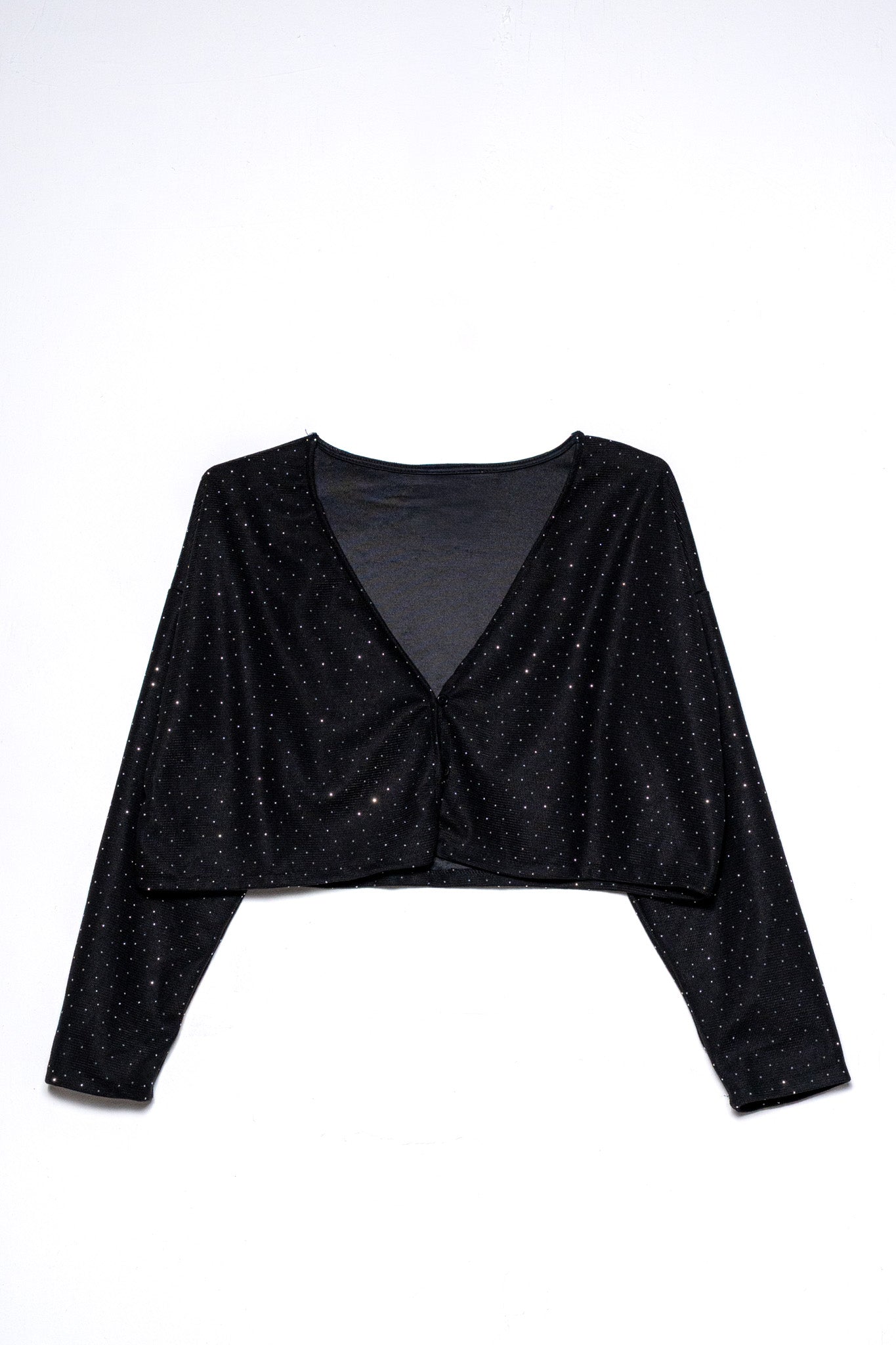 Blusa manga larga crop brillos