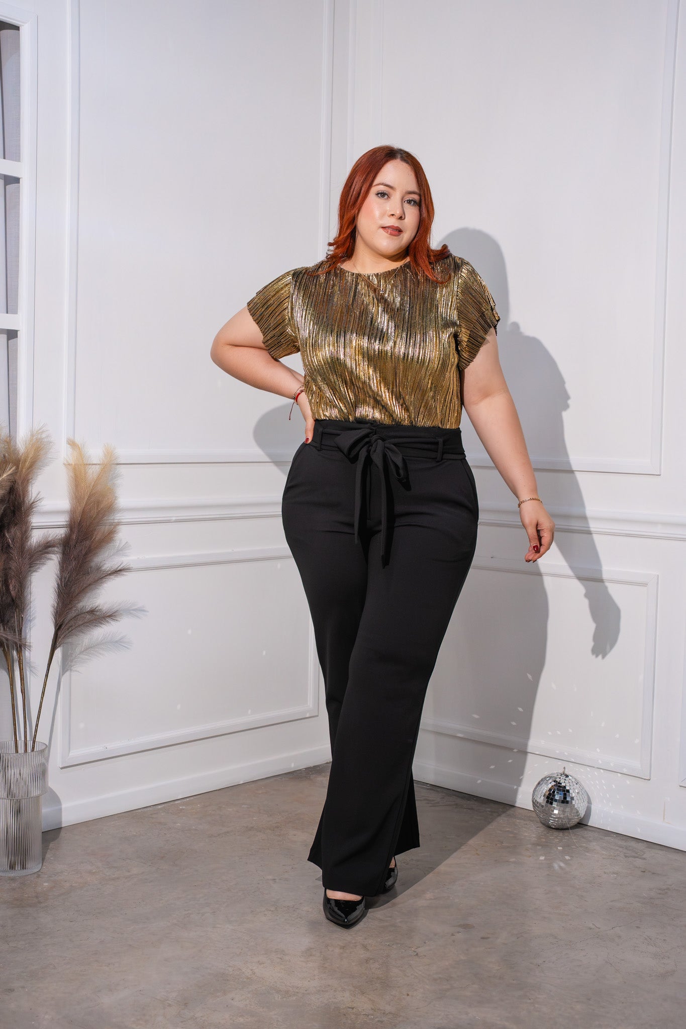 Pantalon recto formal c/lazo negro