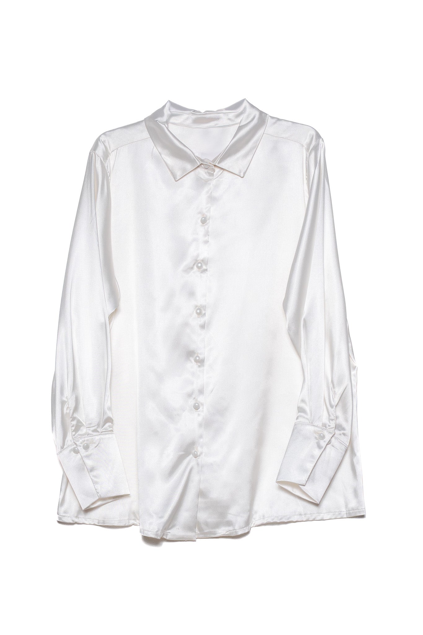 Camisa satinada lisa blanca