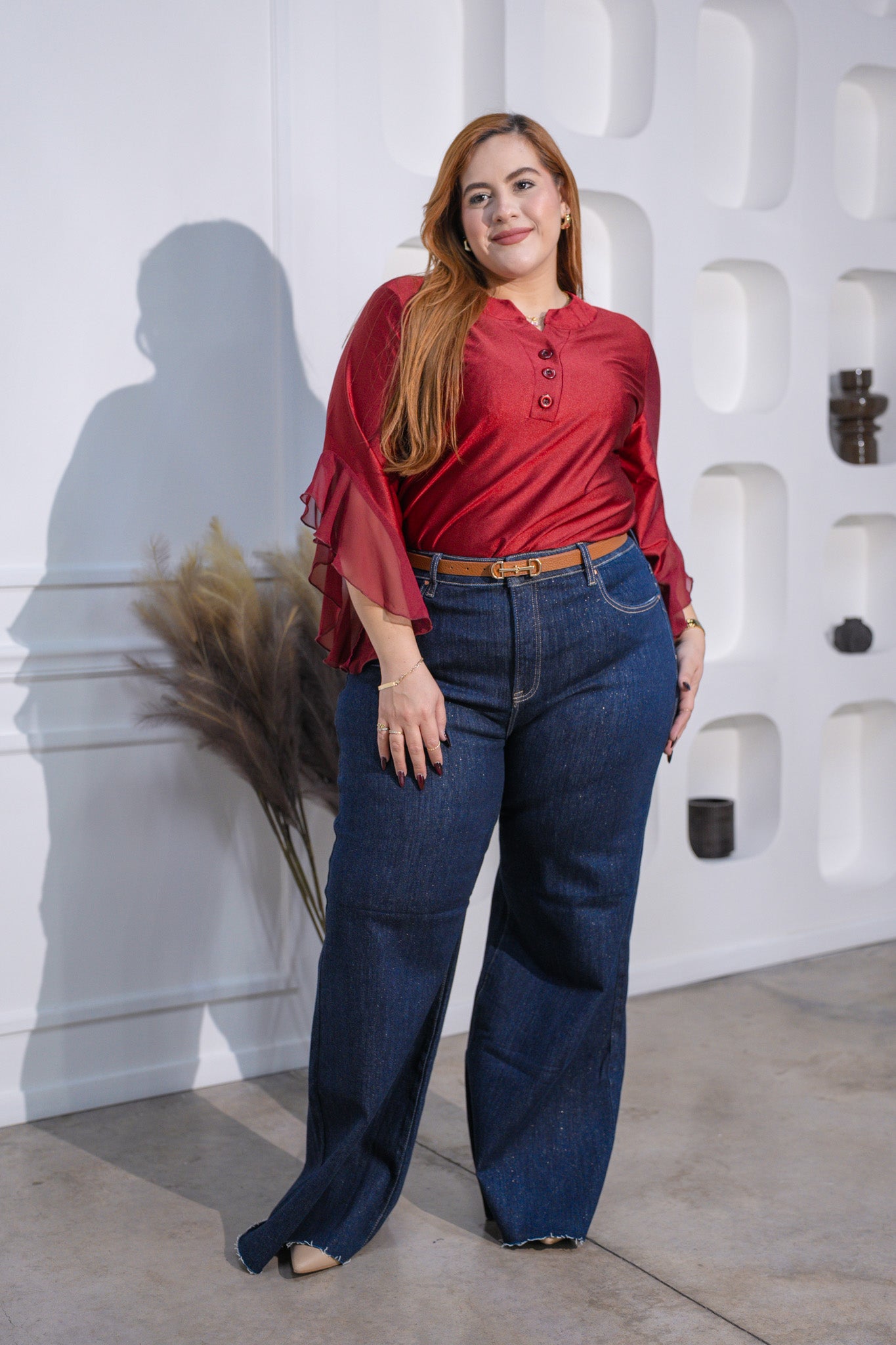 Blusa manga campana tinta