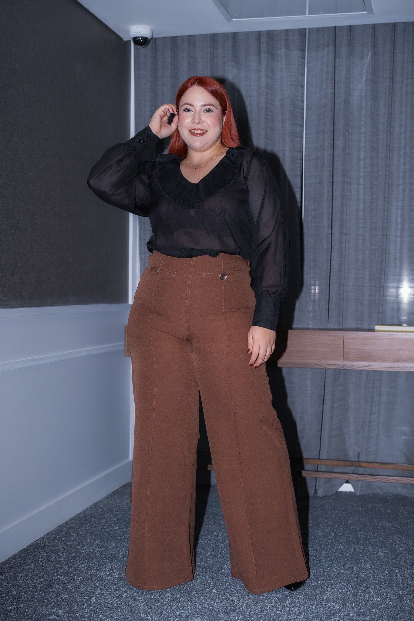 Pantalon palazo vestir cafe