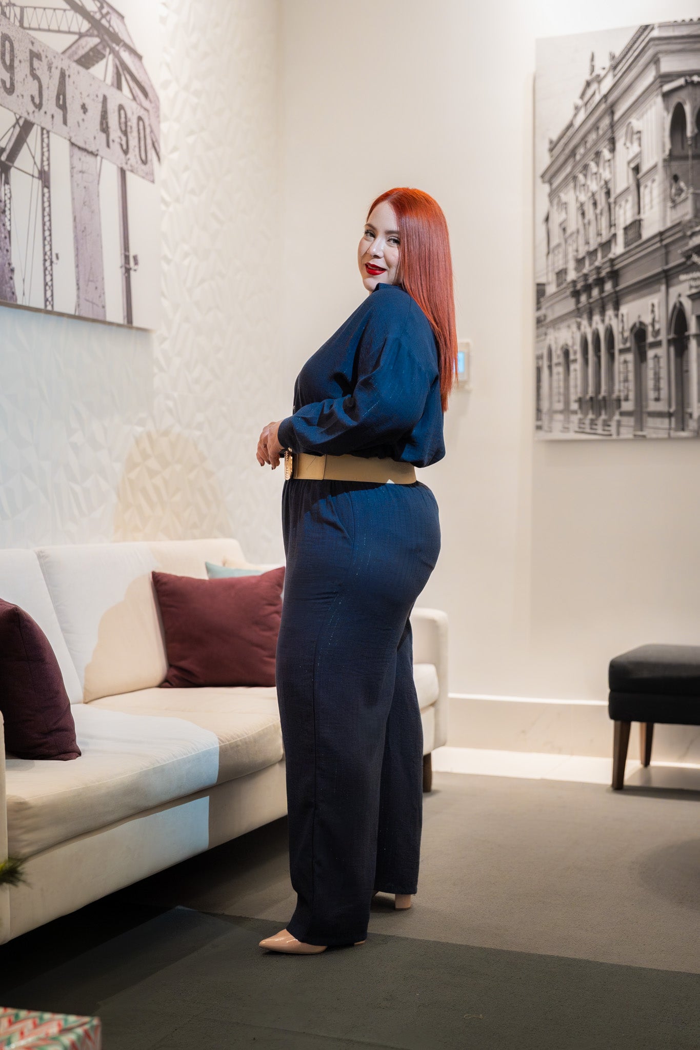 Set pantalon lineas brillos azul