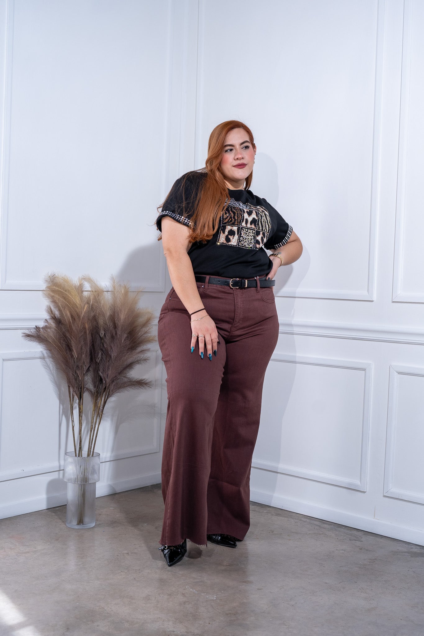 Playera cuadros print neg