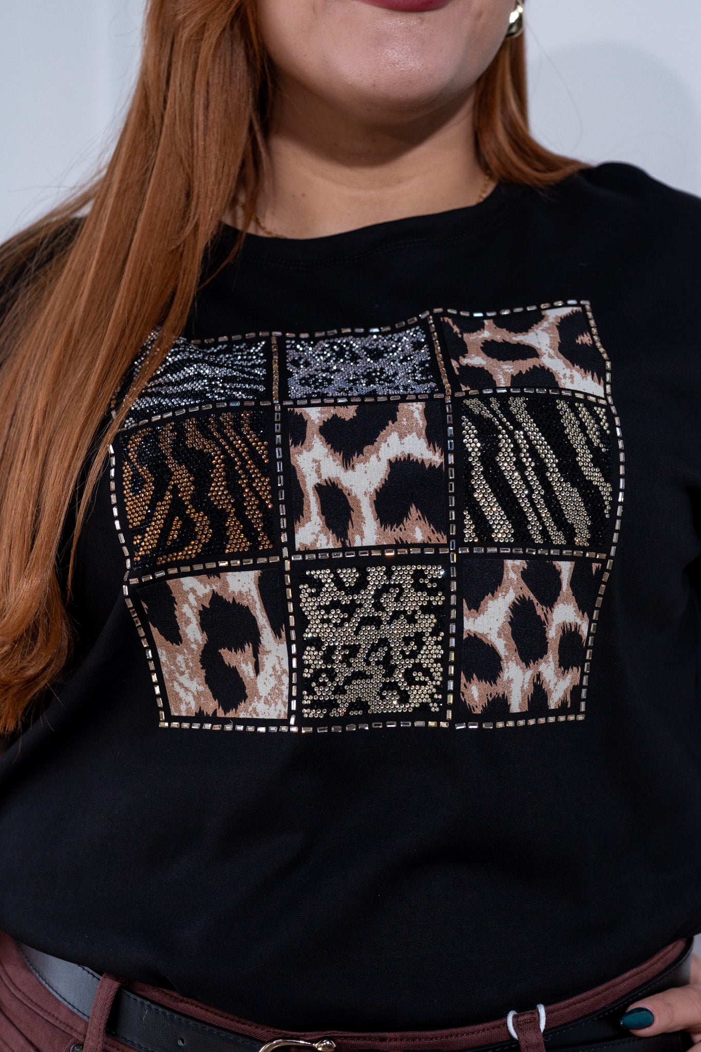 Playera cuadros print neg