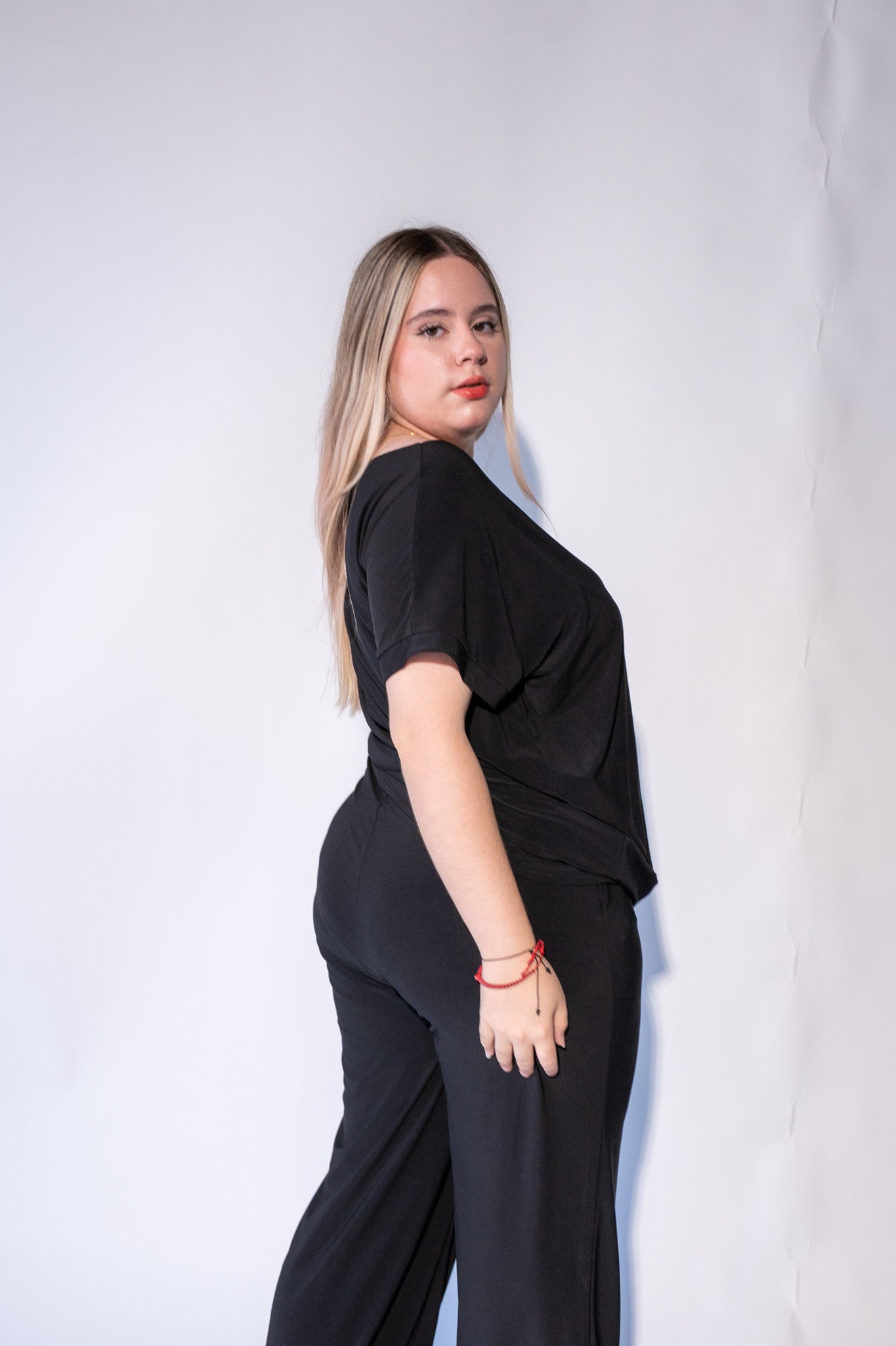 Set pantalon stretch liso negro