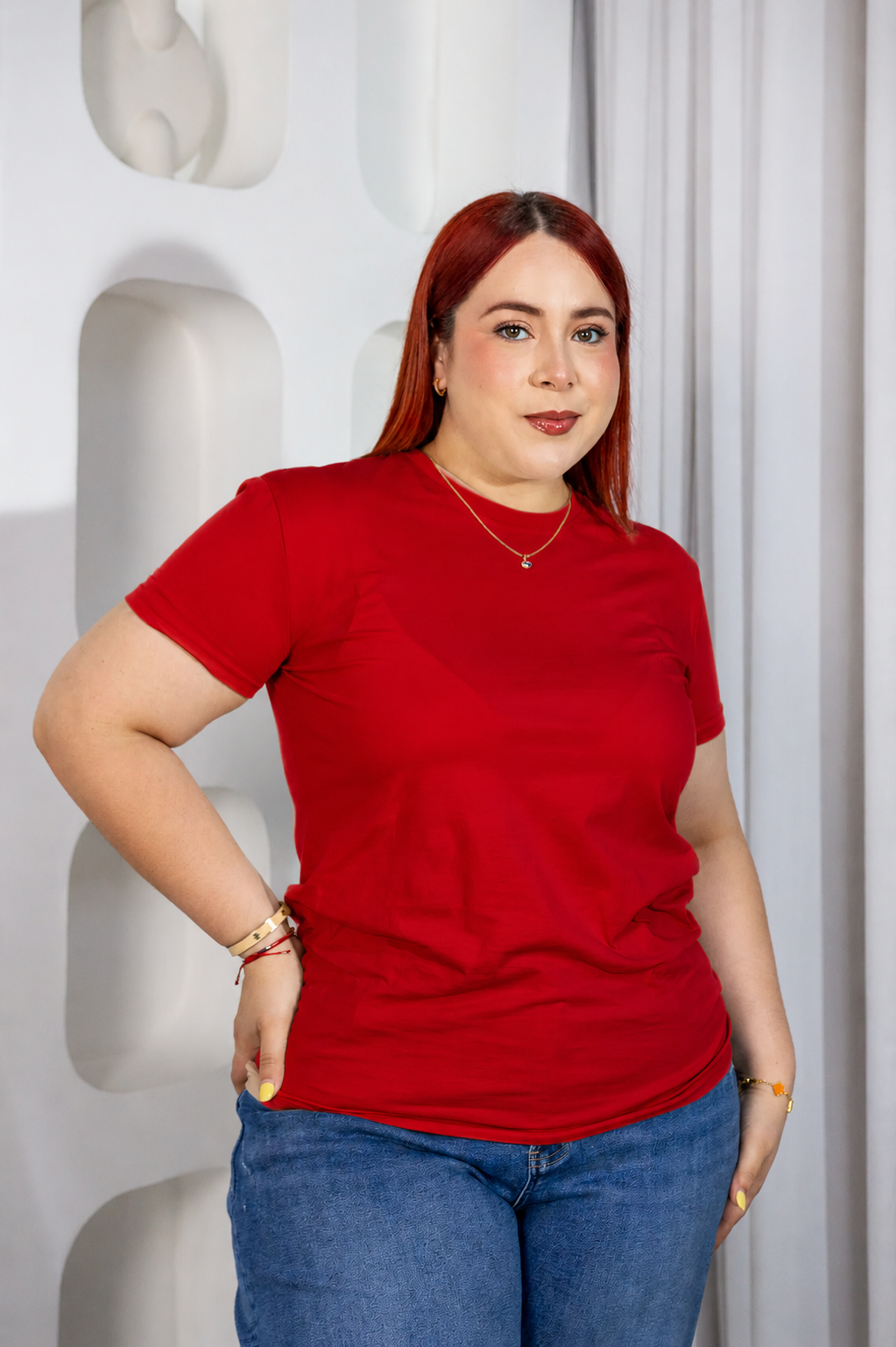 Playera Curvy Cuello Redondo Manga Corta Básica sage