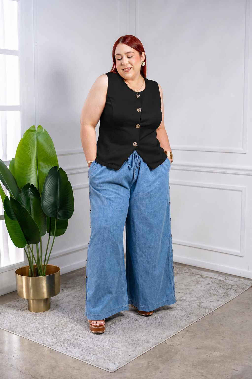 Chaleco Curvy Sastre con Botones Metálicos Estructural