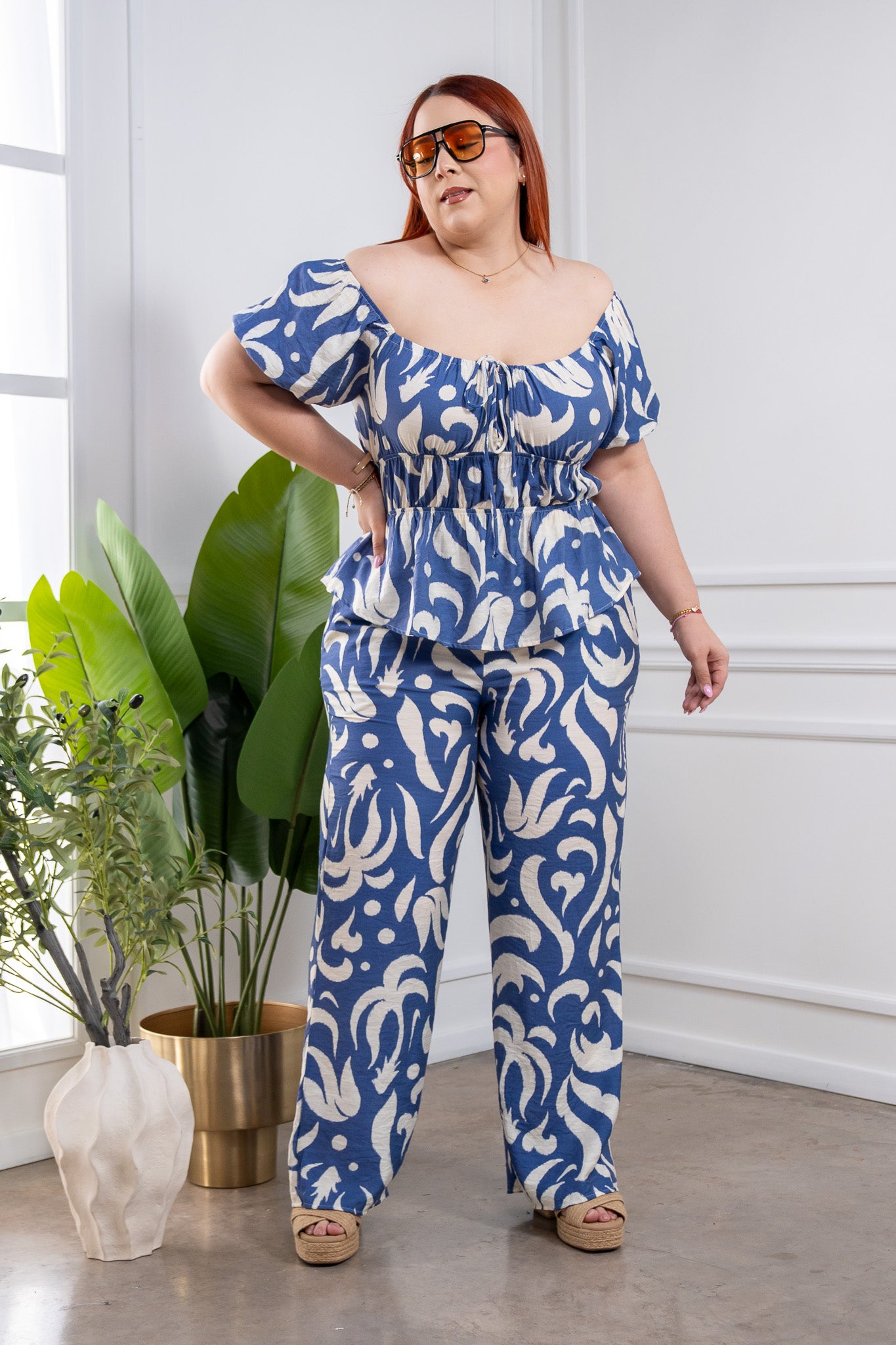 Set pantalon estampado azul
