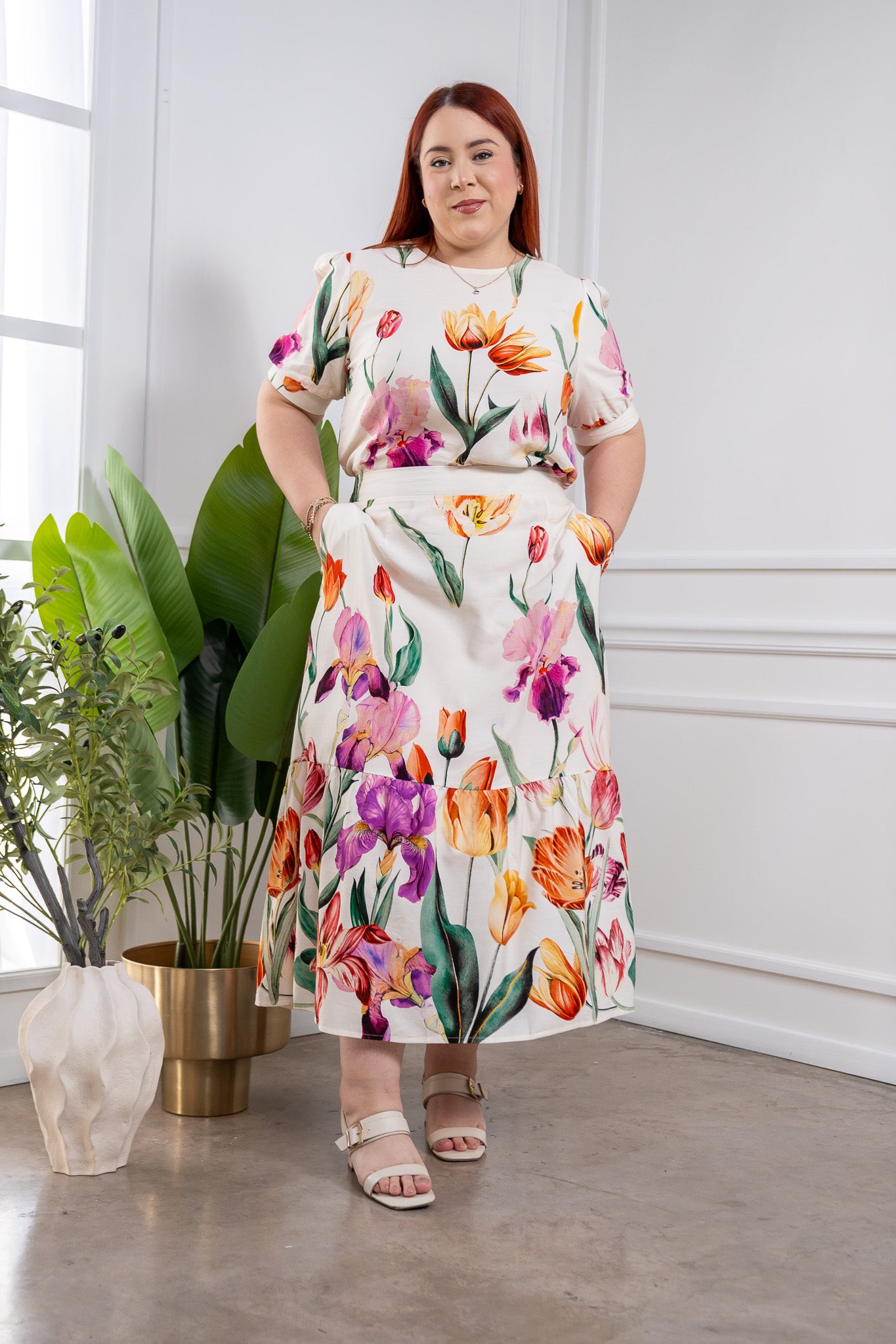 Set falda floral bei