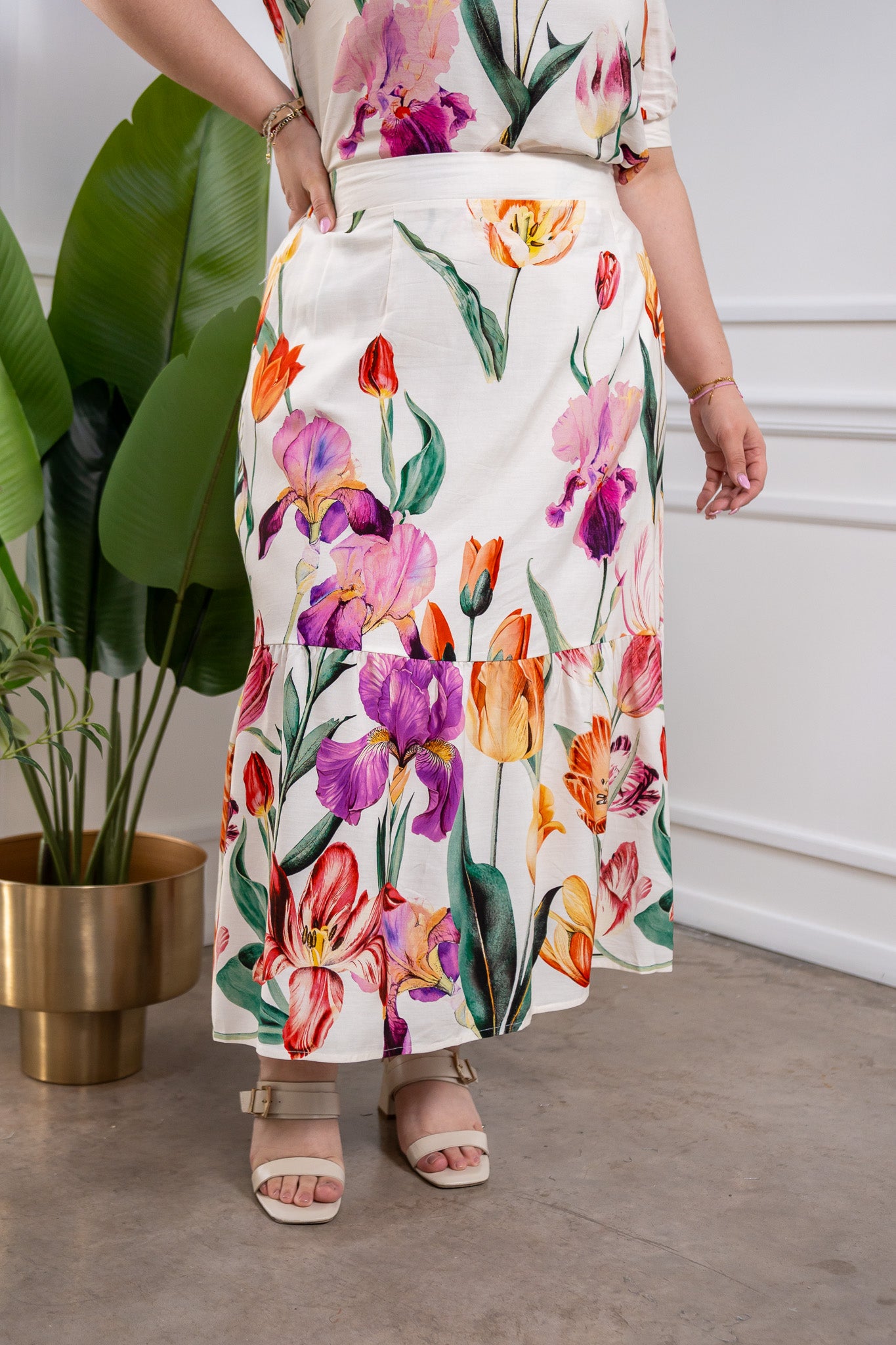 Set falda floral bei