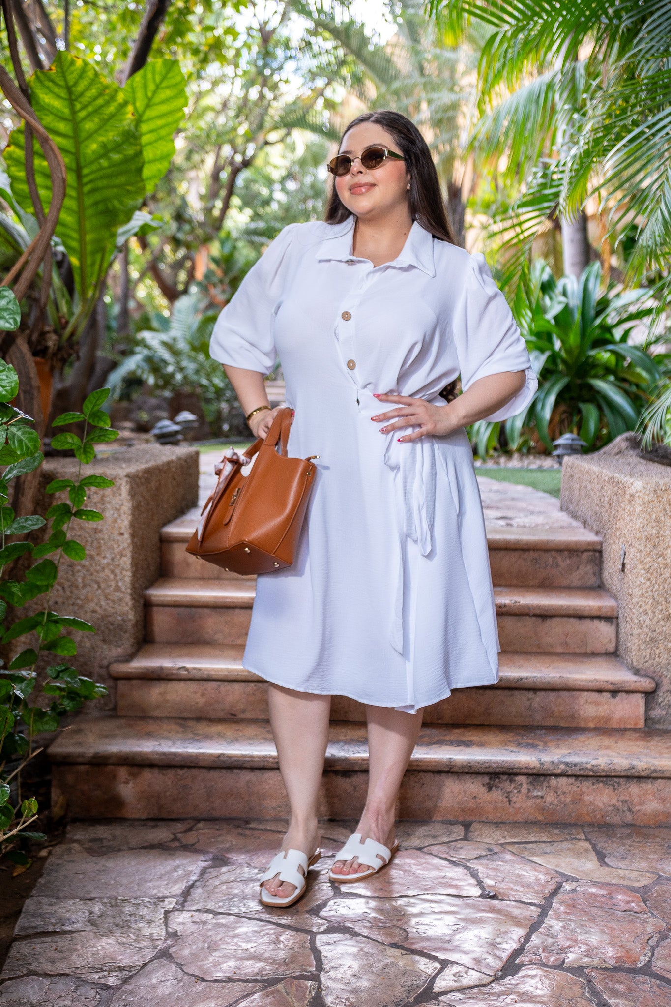 Vestido camisero cruzado blanco