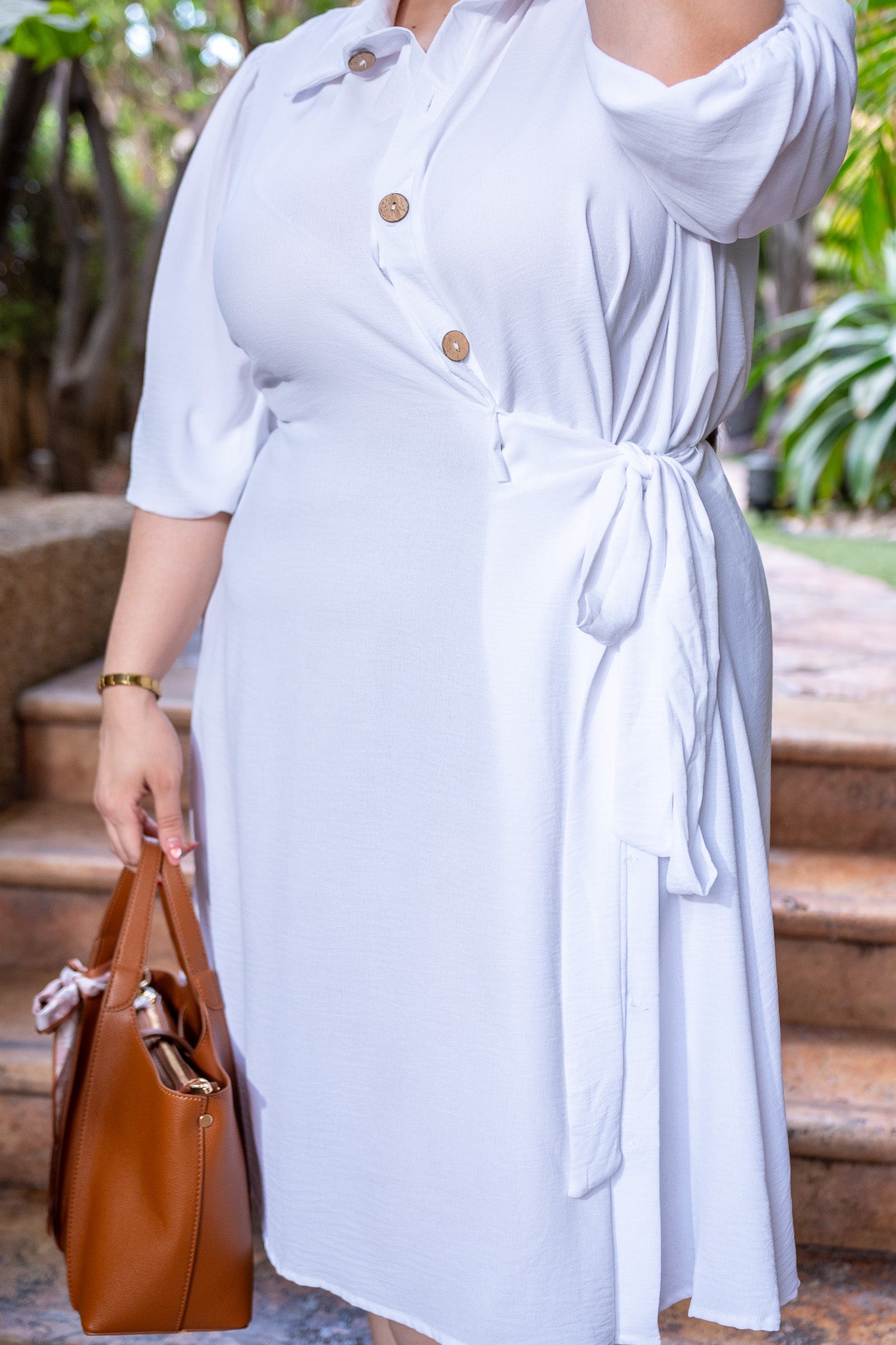 Vestido camisero cruzado blanco