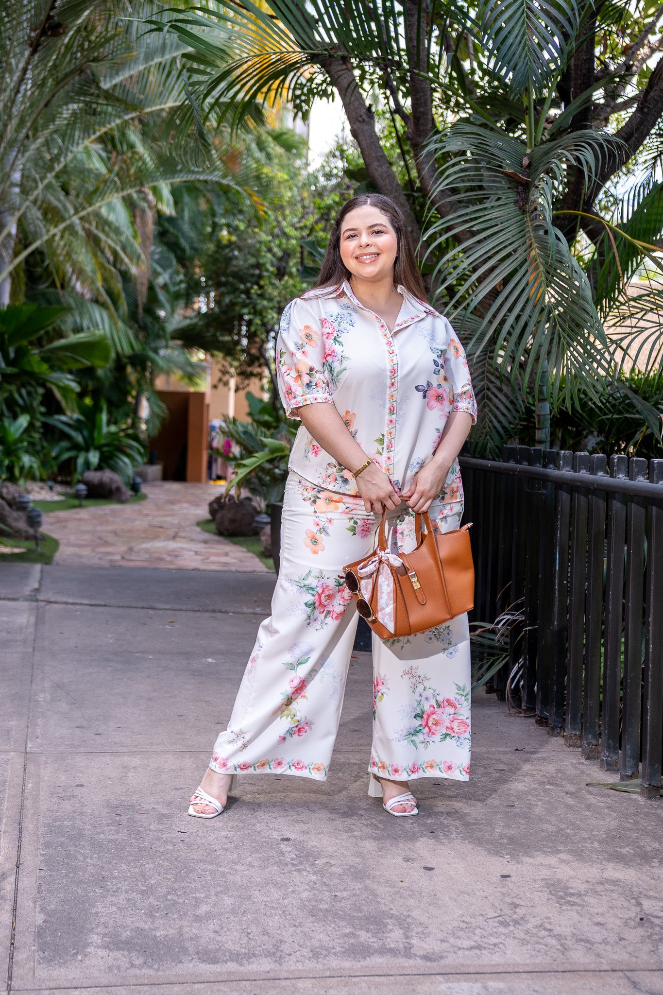 Set pantalon floral ivory