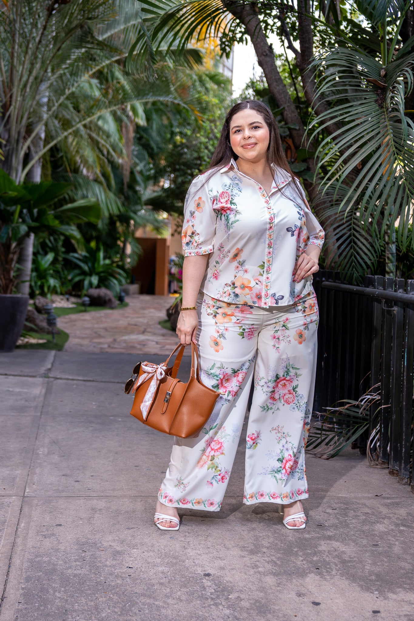 Set pantalon floral ivory