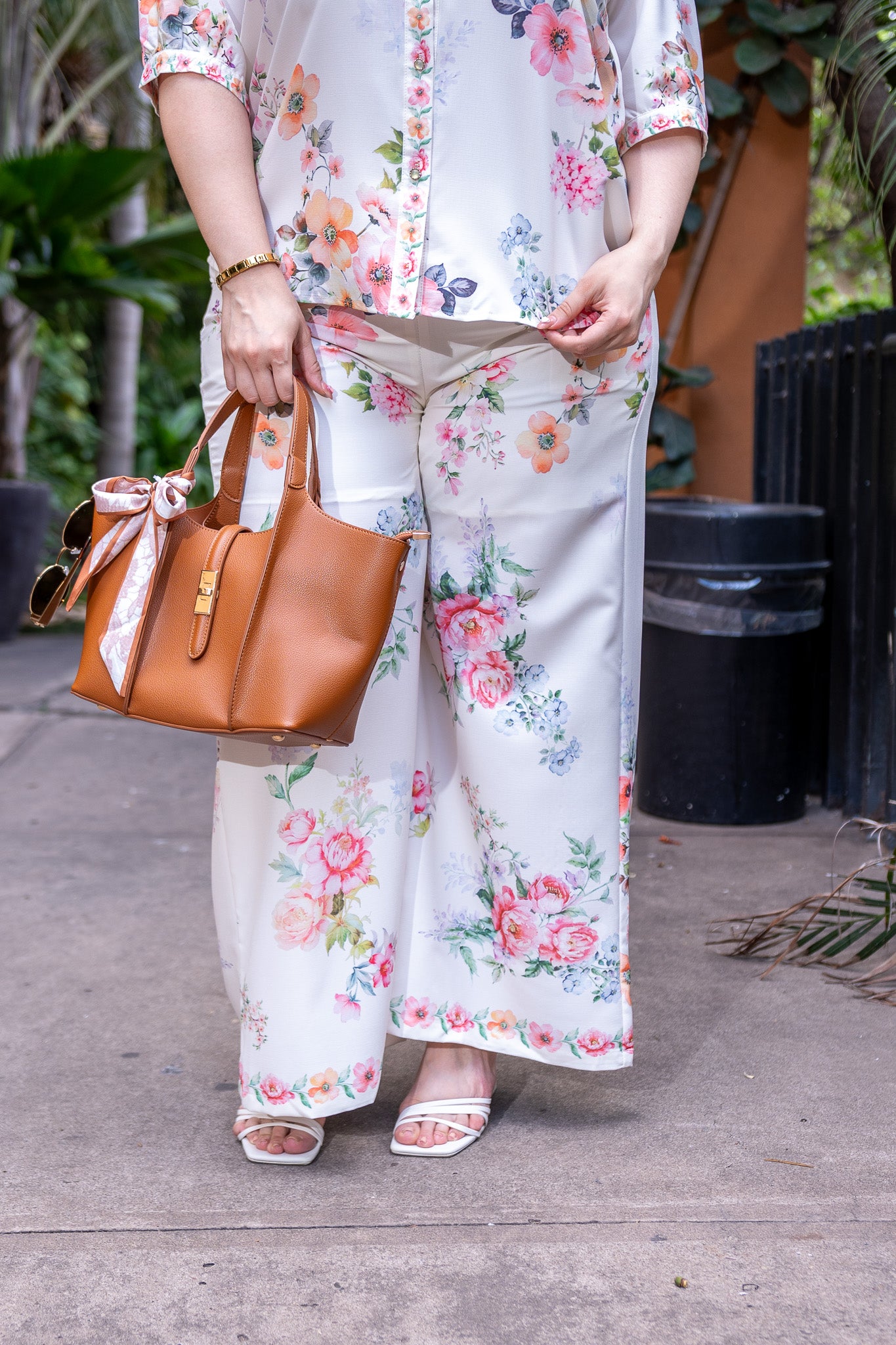 Set pantalon floral ivory