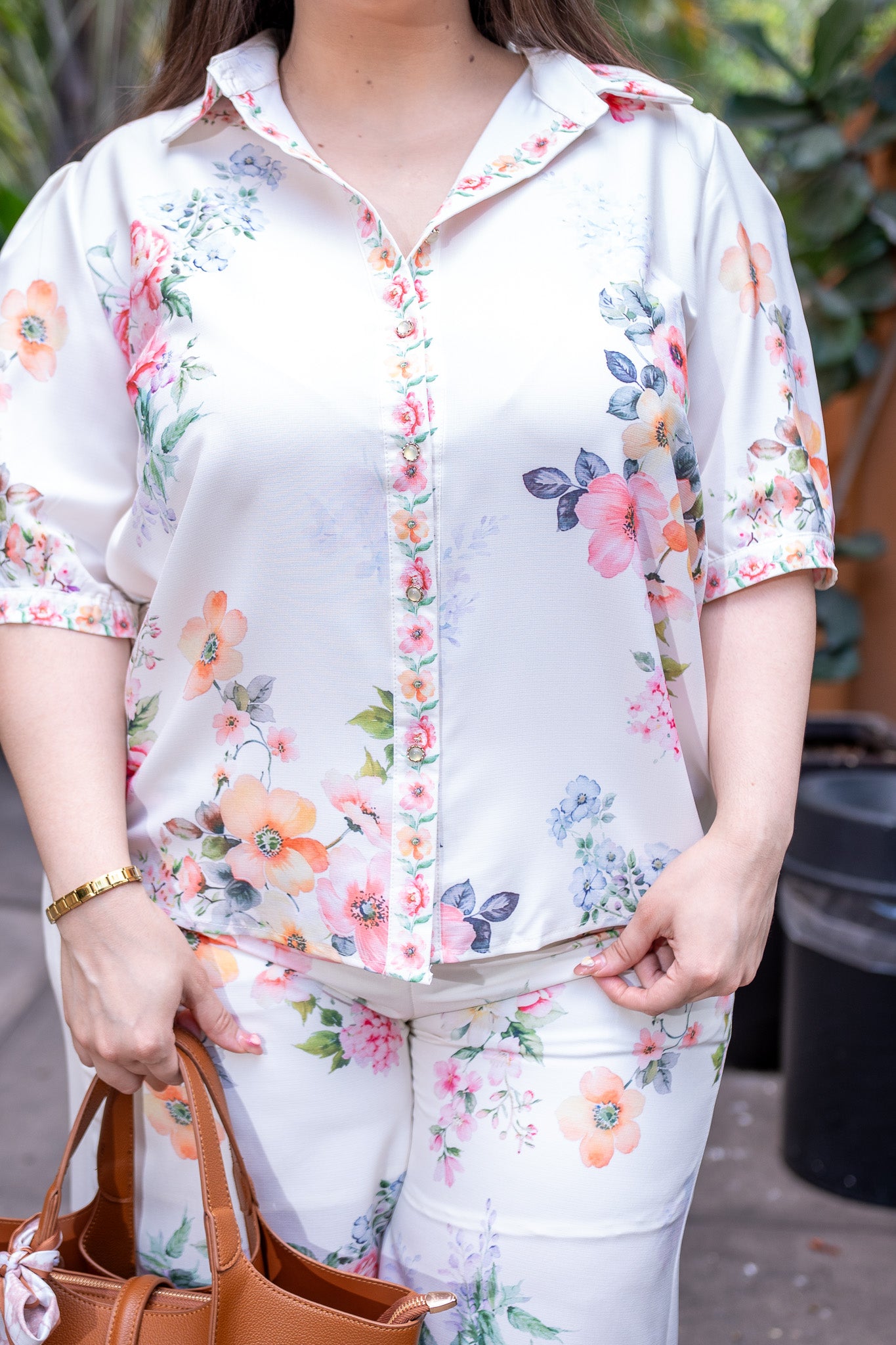 Set pantalon floral ivory