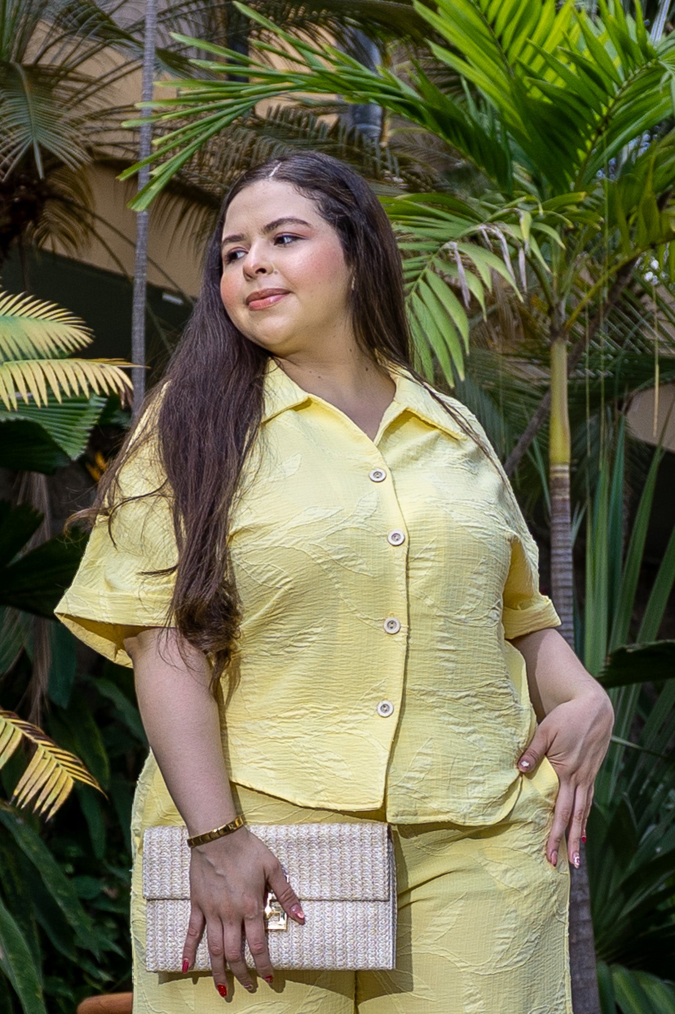 Set pantalon textura amarillo