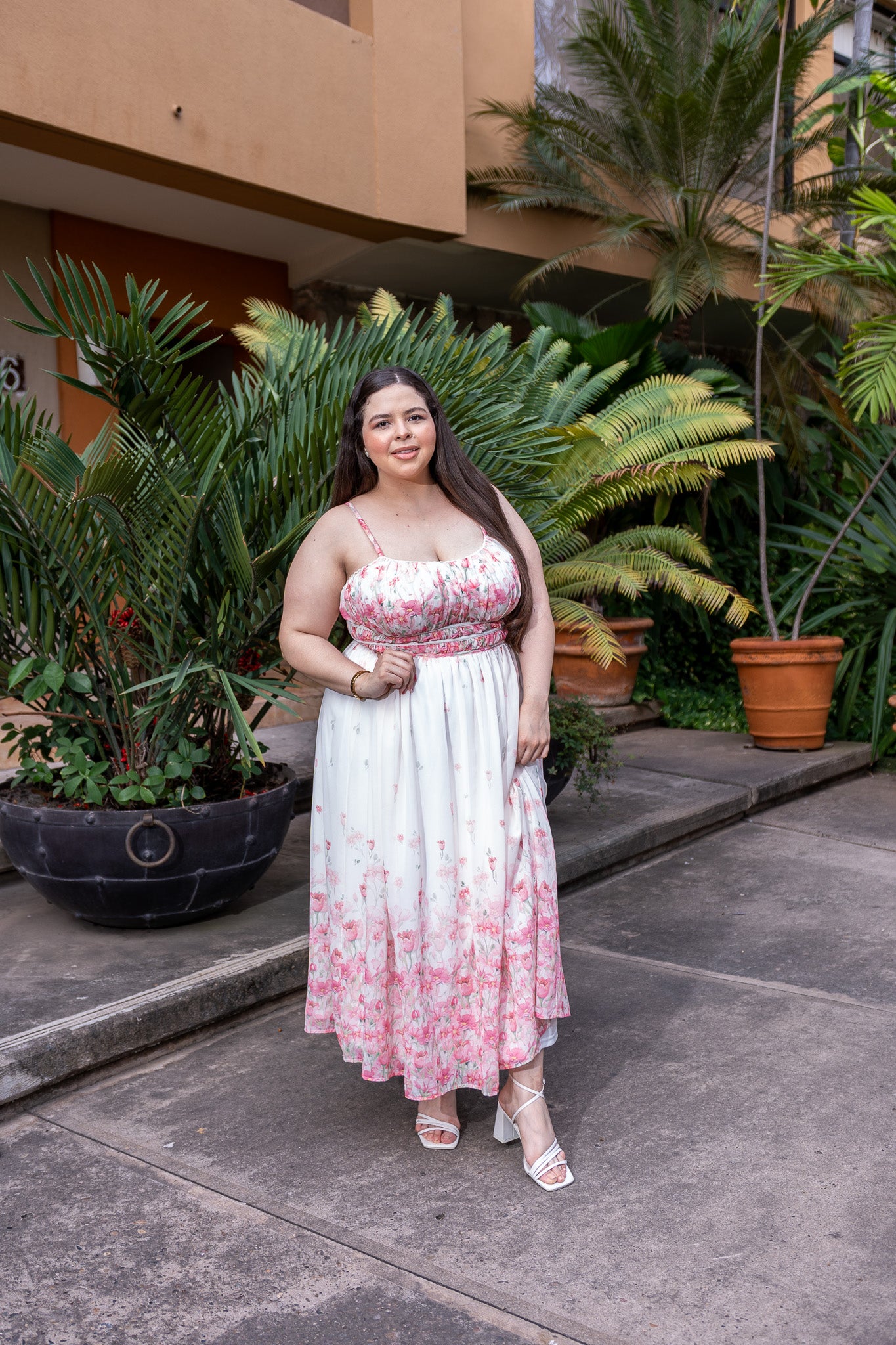 Vestido tirantes flores rosa