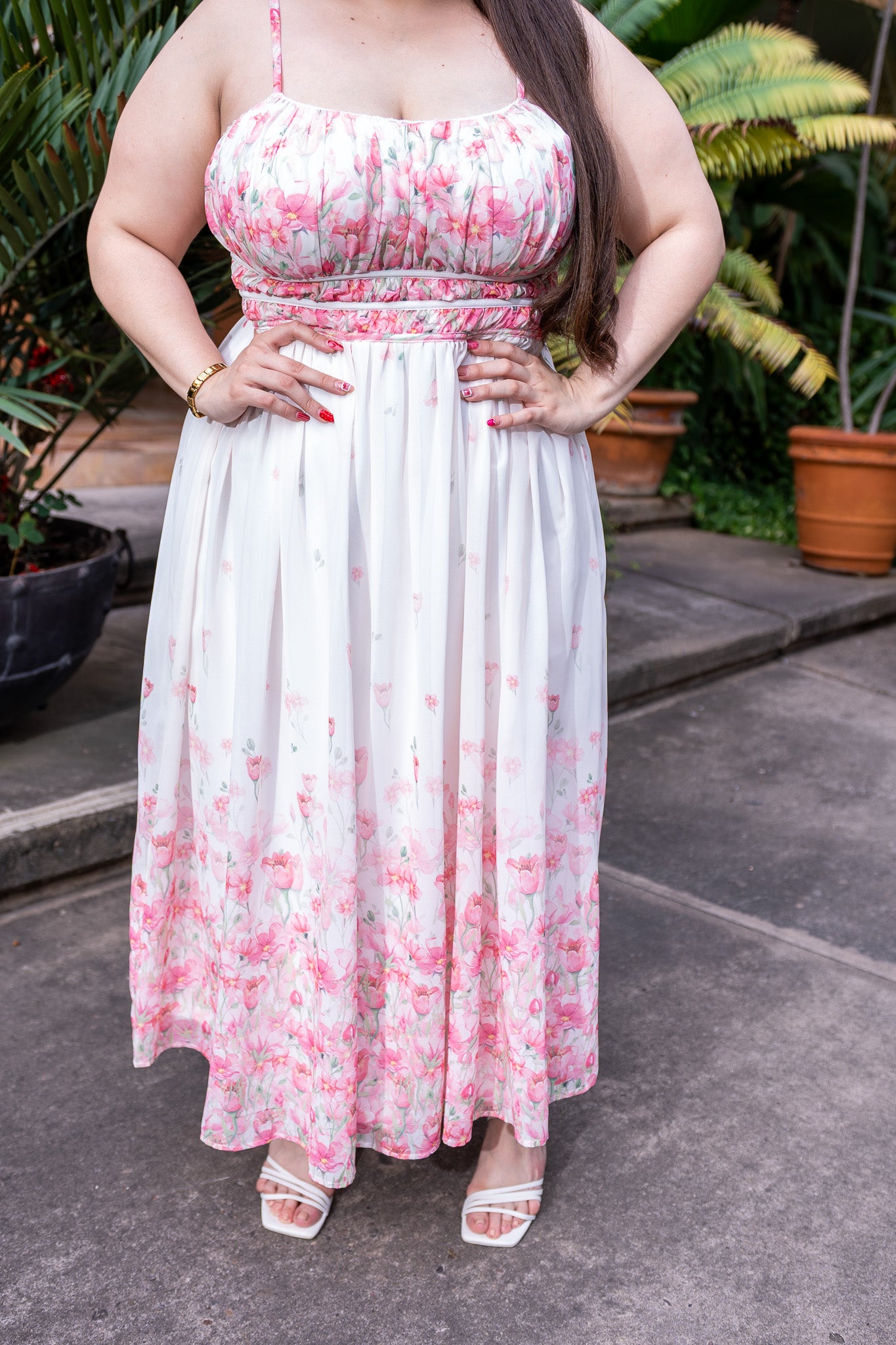 Vestido tirantes flores rosa