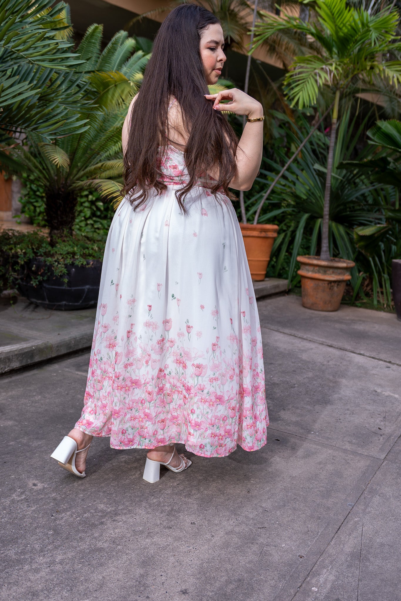 Vestido tirantes flores rosa