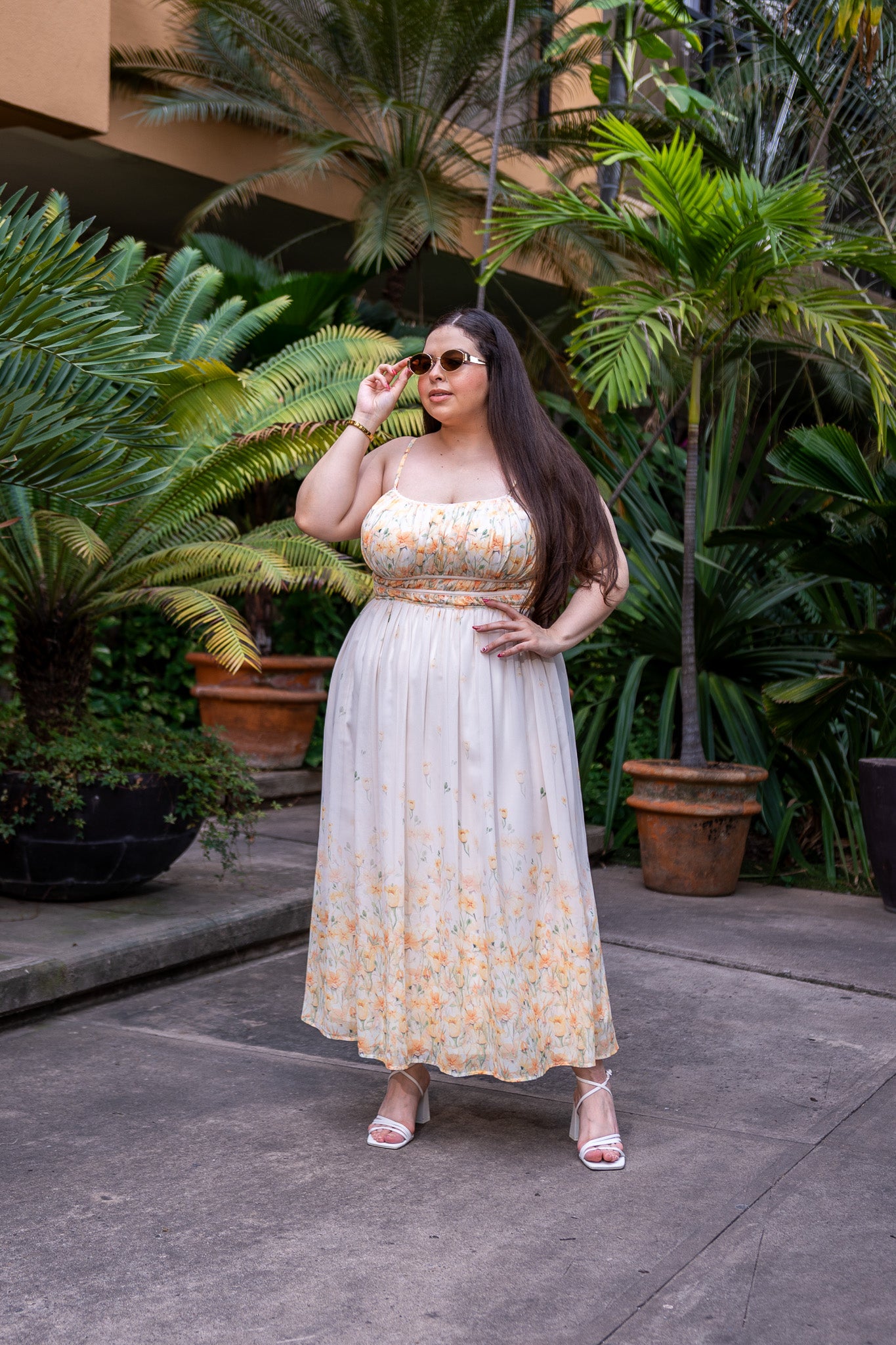 Vestido Curvy Tirantes Floral Amarillo Ligero Fresco Verano