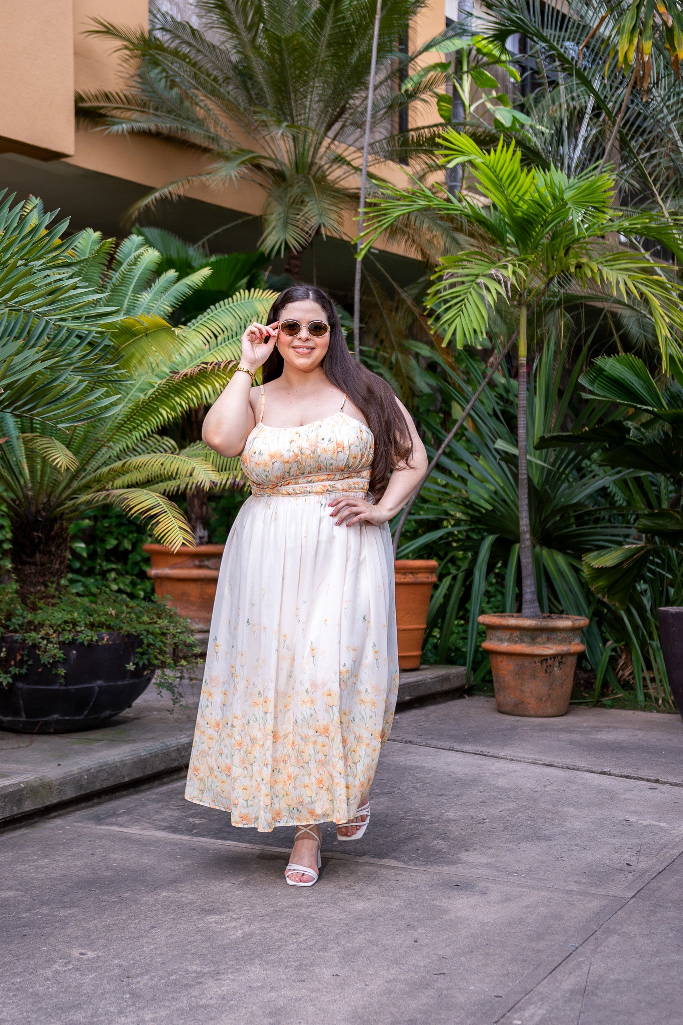 Vestido Curvy Tirantes Floral Amarillo Ligero Fresco Verano