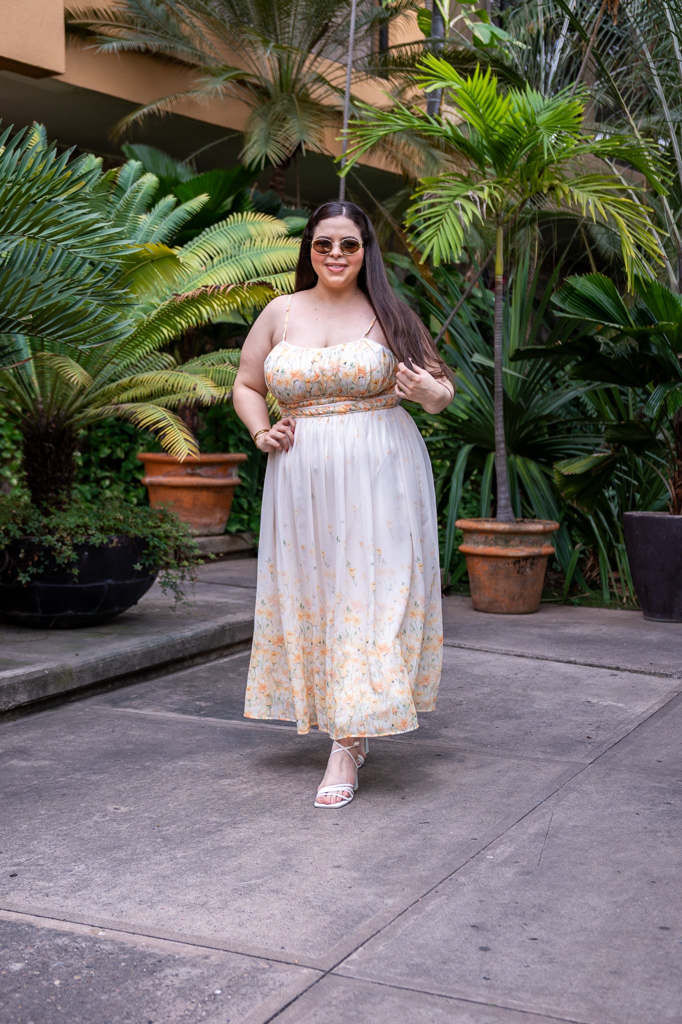 Vestido Curvy Tirantes Floral Amarillo Ligero Fresco Verano